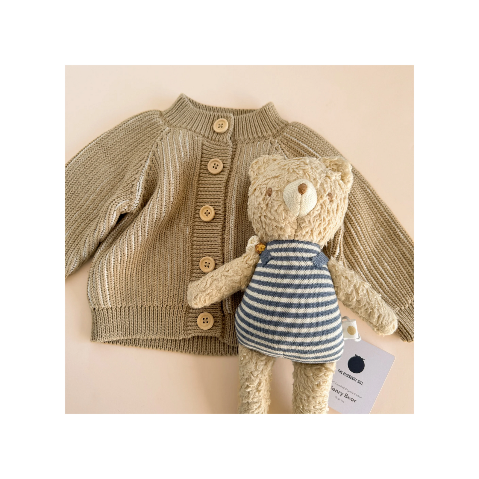 Cotton Brioche Cardigan Beige Sweater
