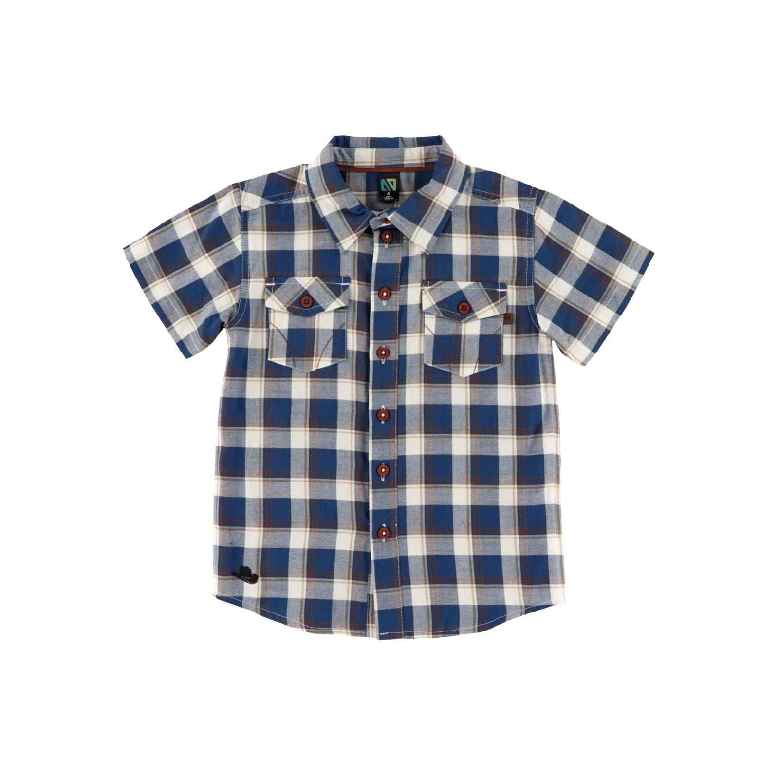 Boys’ Blue Check Poplin Button Down Shirt