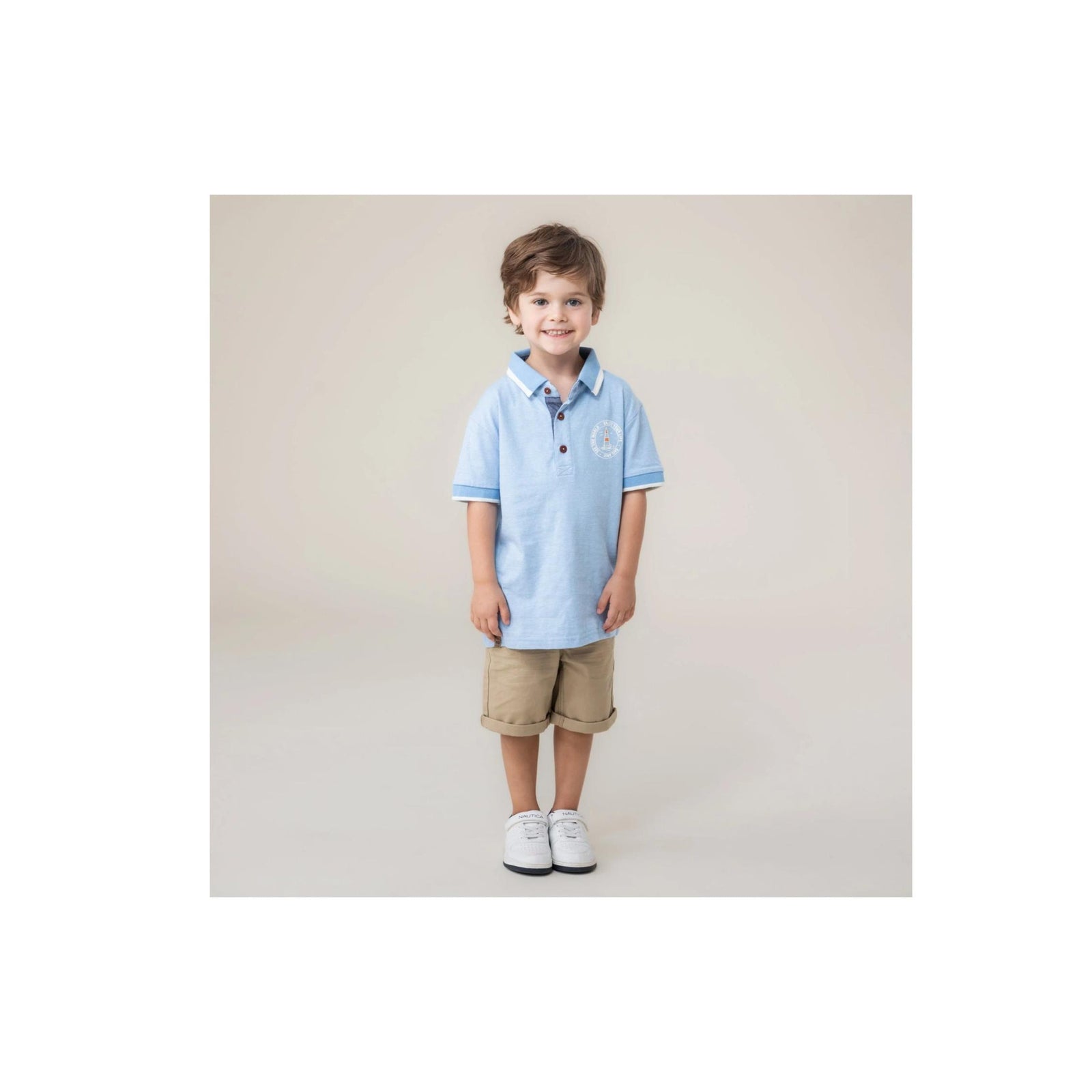 Boys’ Chambray Blue and White Pin Stripe Polo