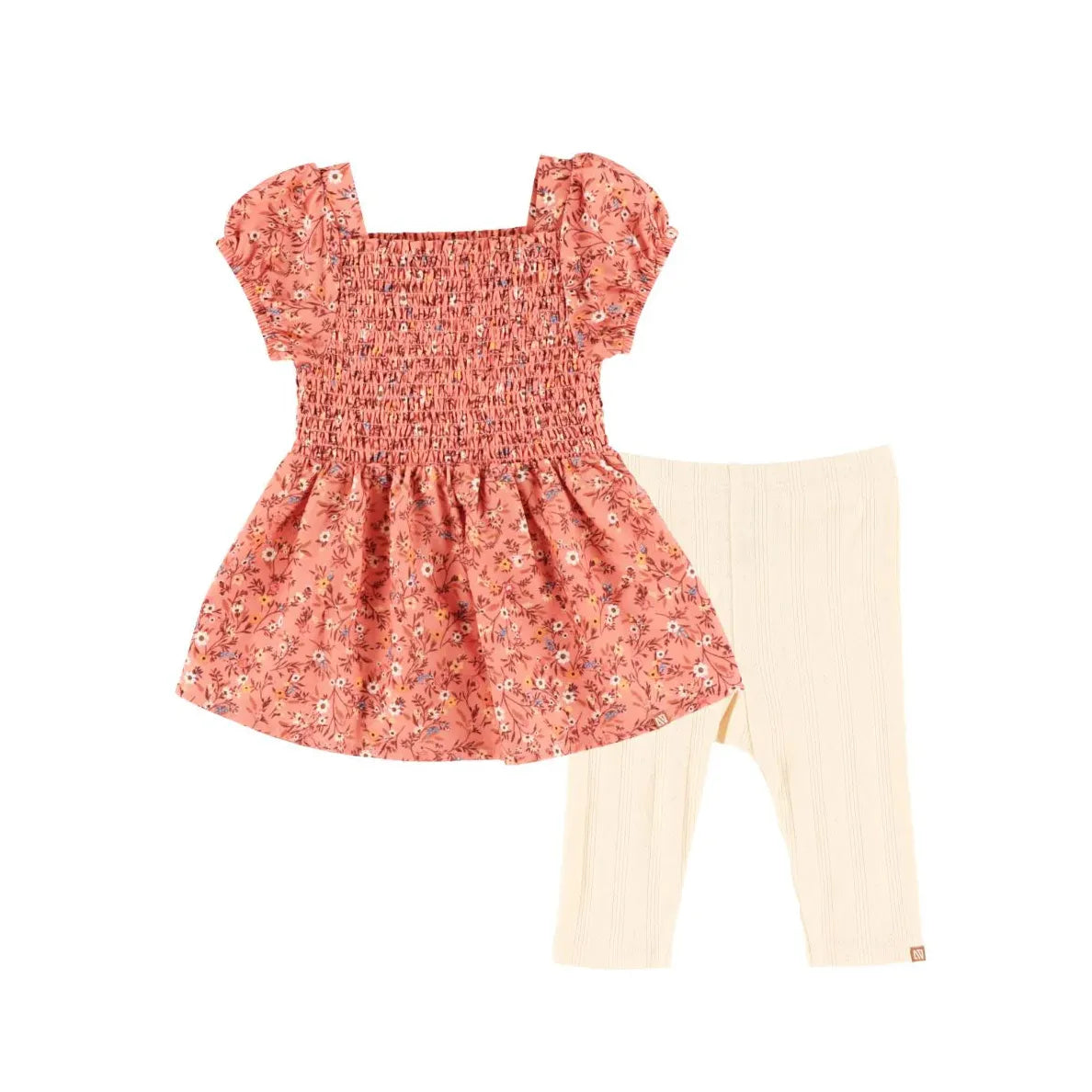 Baby Girl Brown Floral Dress & Legging Set