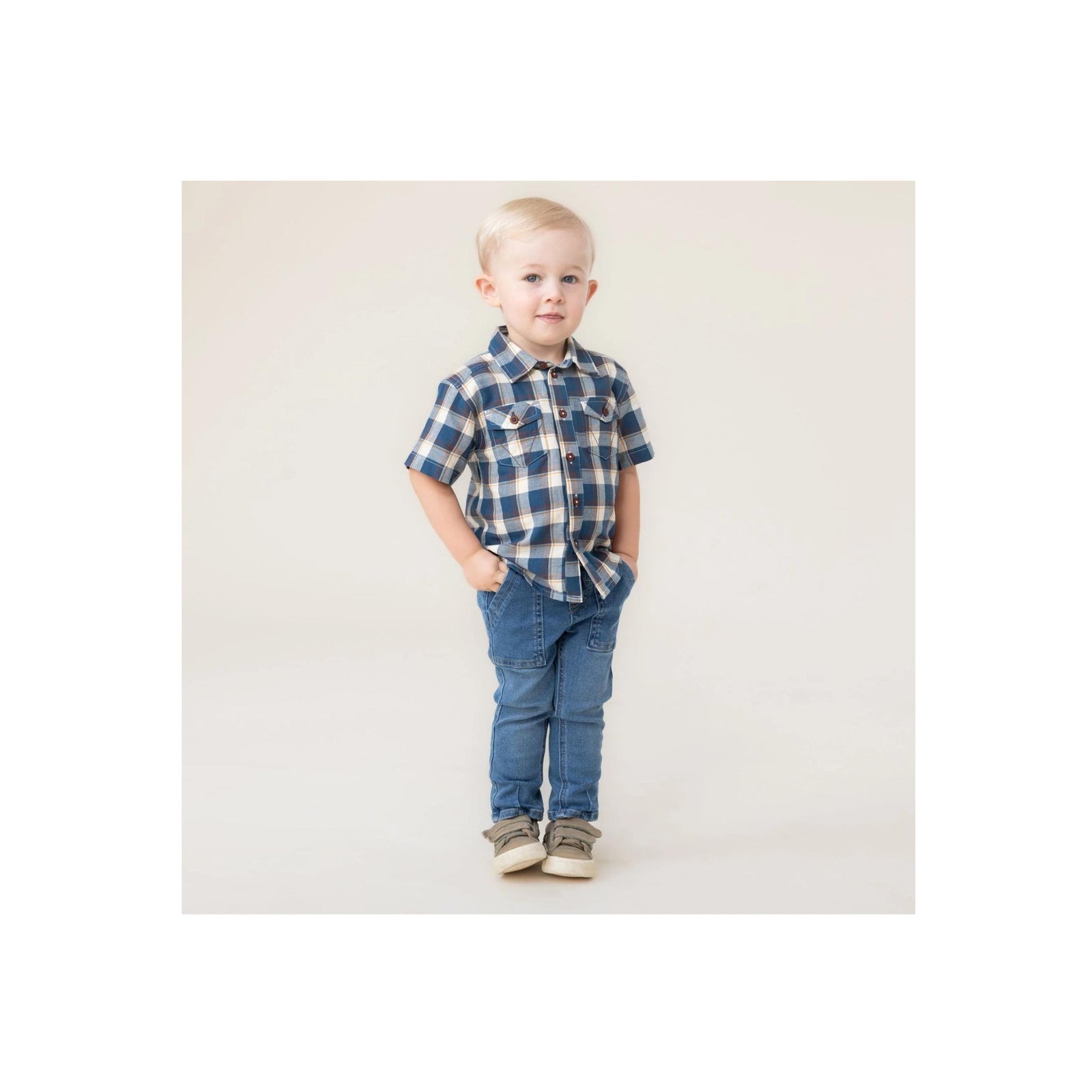 Baby Boy Blue Check Poplin Button Down Shirt