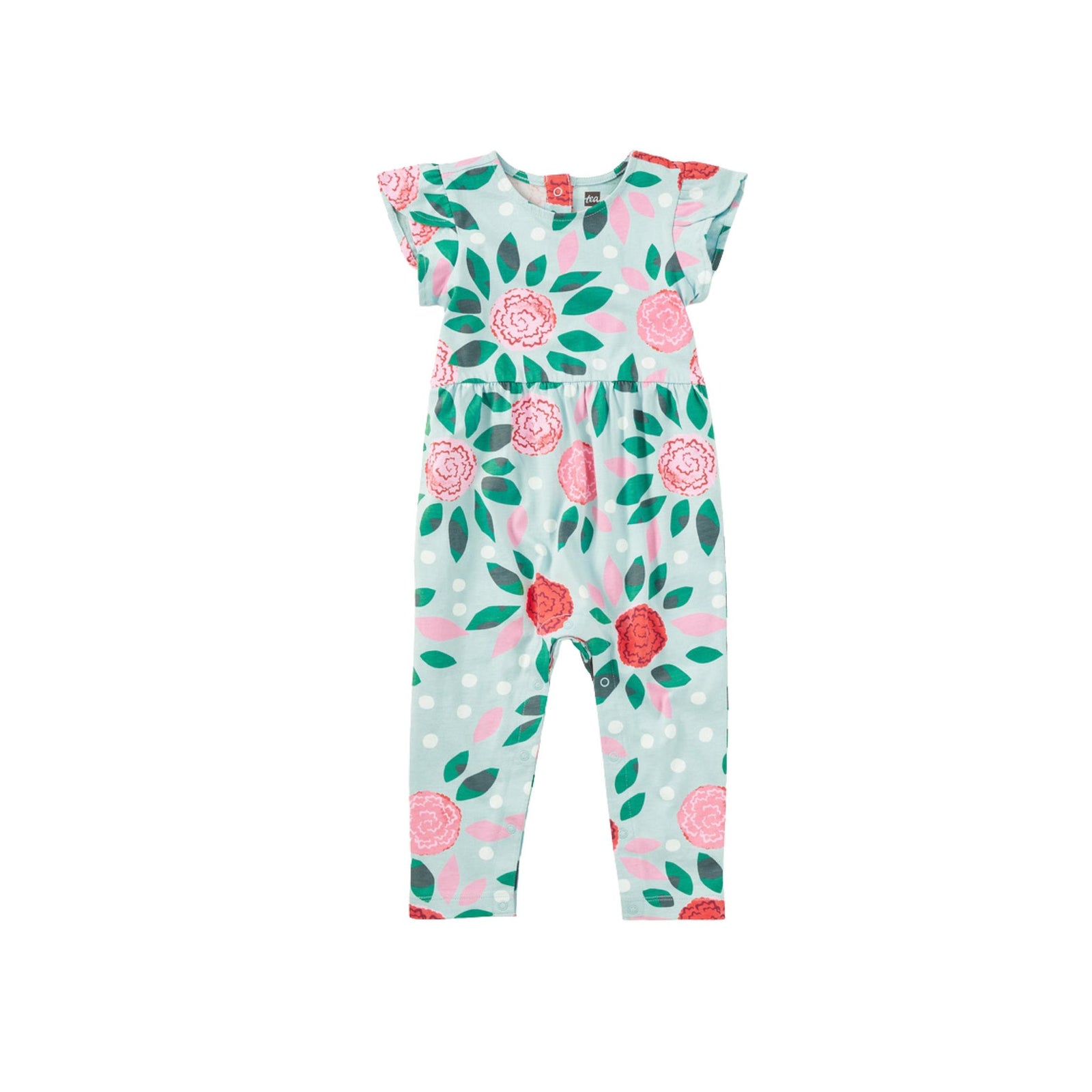 Baby Girl Carnation Print & Tulip Sleeve Romper