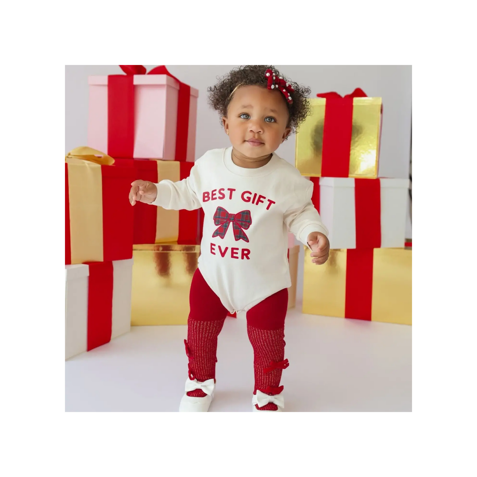 Shimmer Red Velvet Mini Bow Tights
