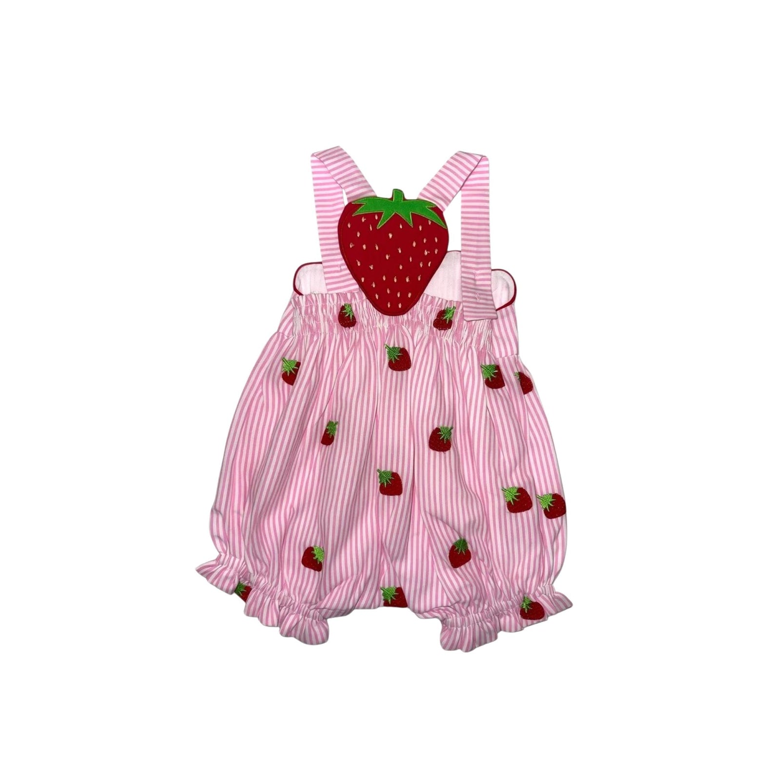 Baby Girl Strawberry Embroidered Ruffle Romper