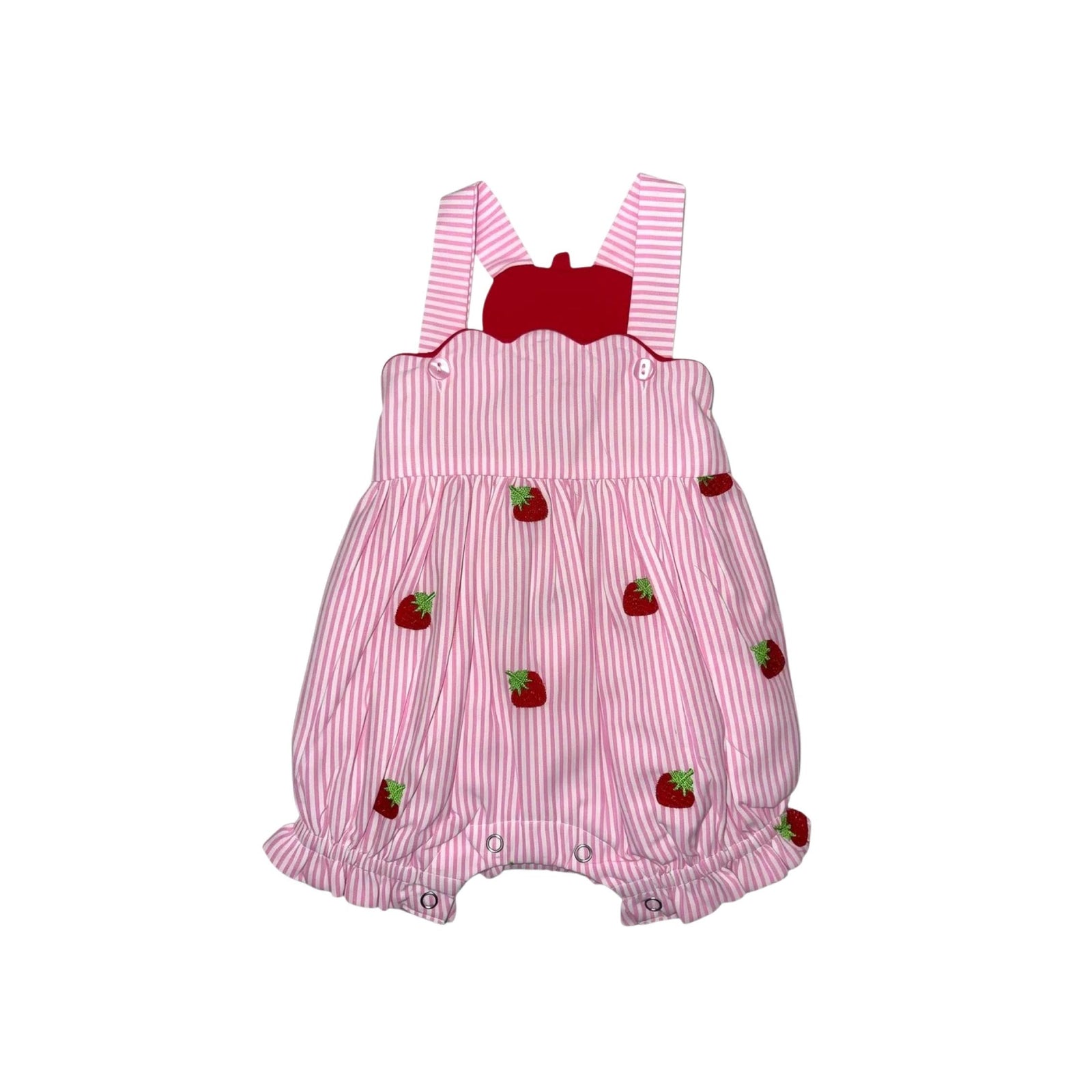 Baby Girl Strawberry Embroidered Ruffle Romper