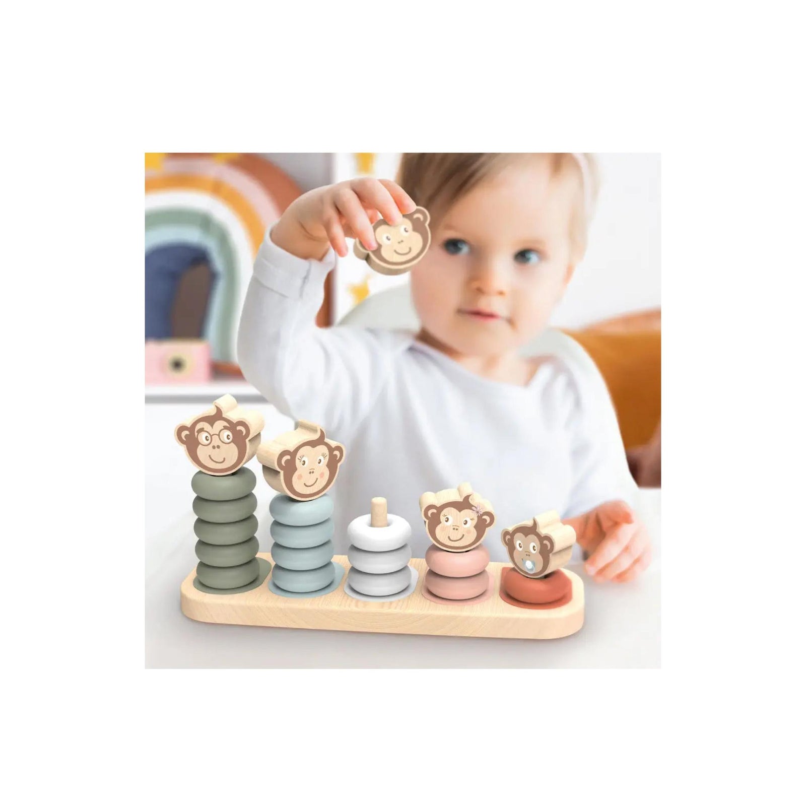Wooden Monkey Family Stacker