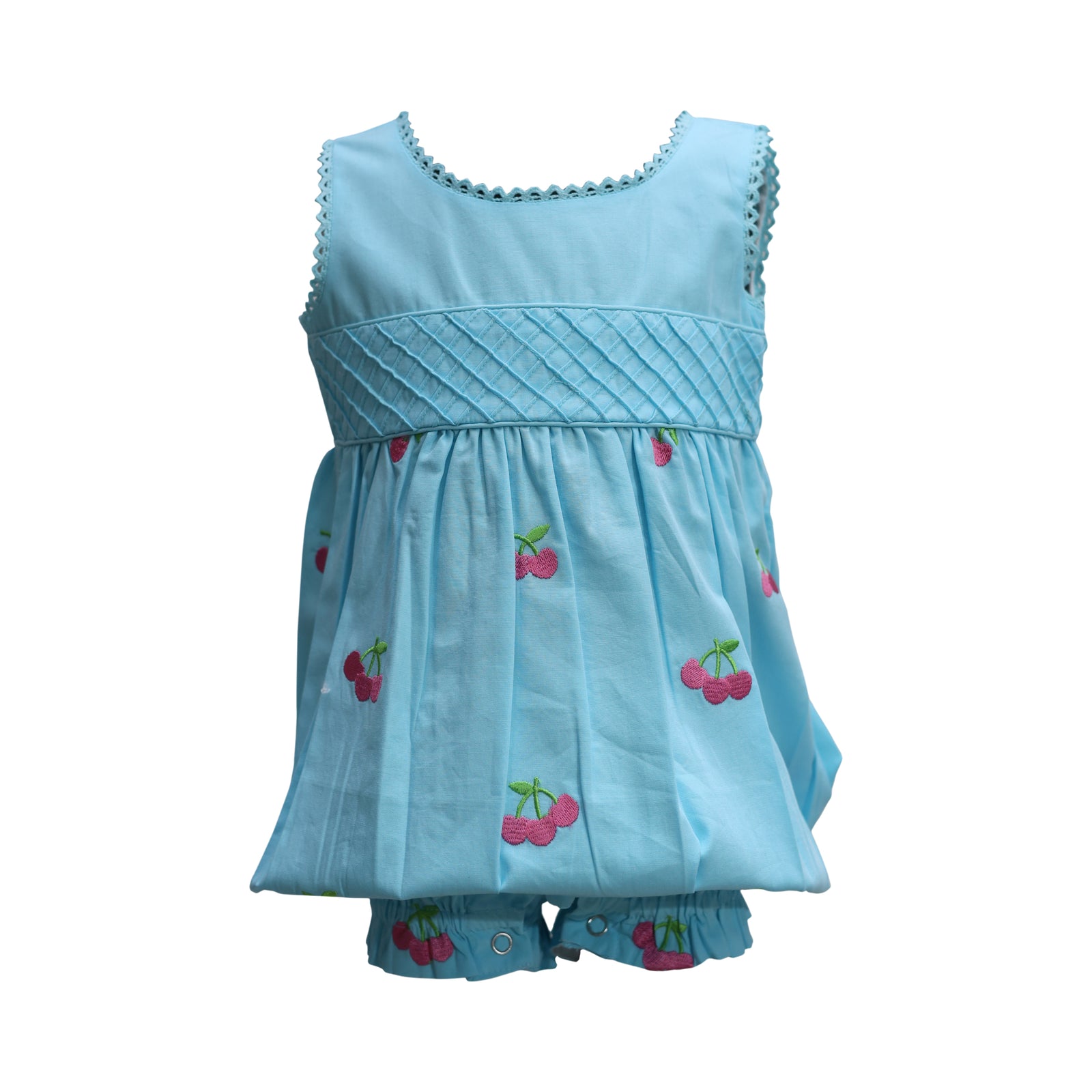 Baby Girl Embroidered Pink Cherry Romper