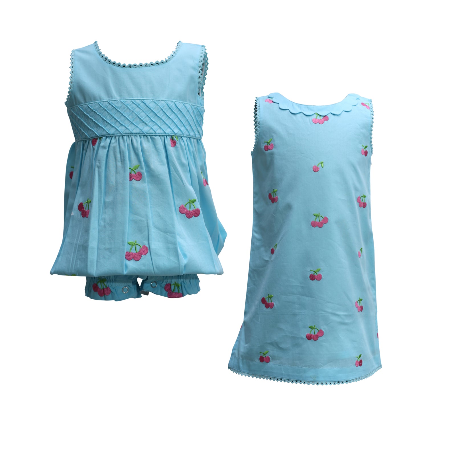 Girls’ Embroidered Pink Cherry Shift Dress