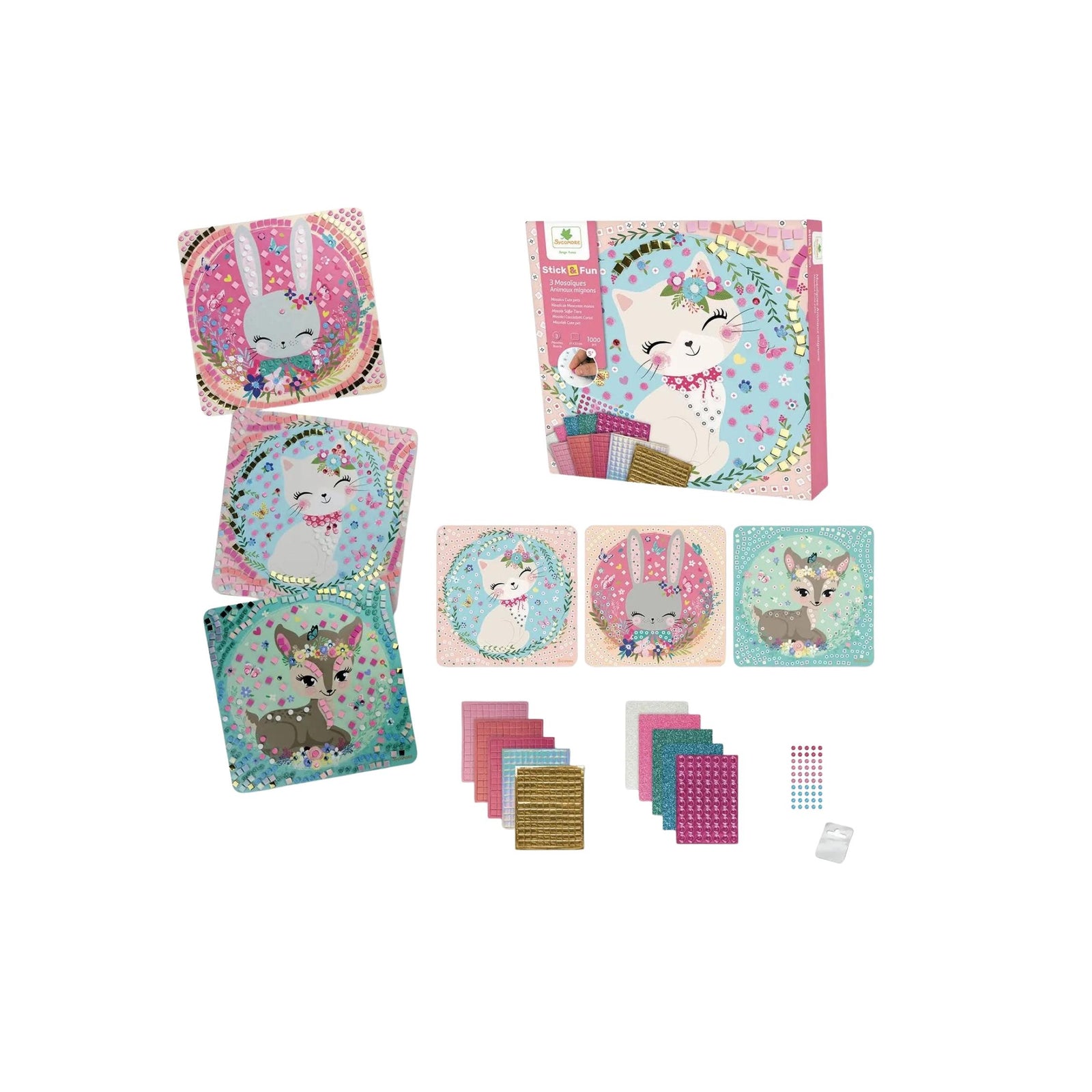 Stick & Fun Cute Pets & Savannah Animals Mosaics Kits