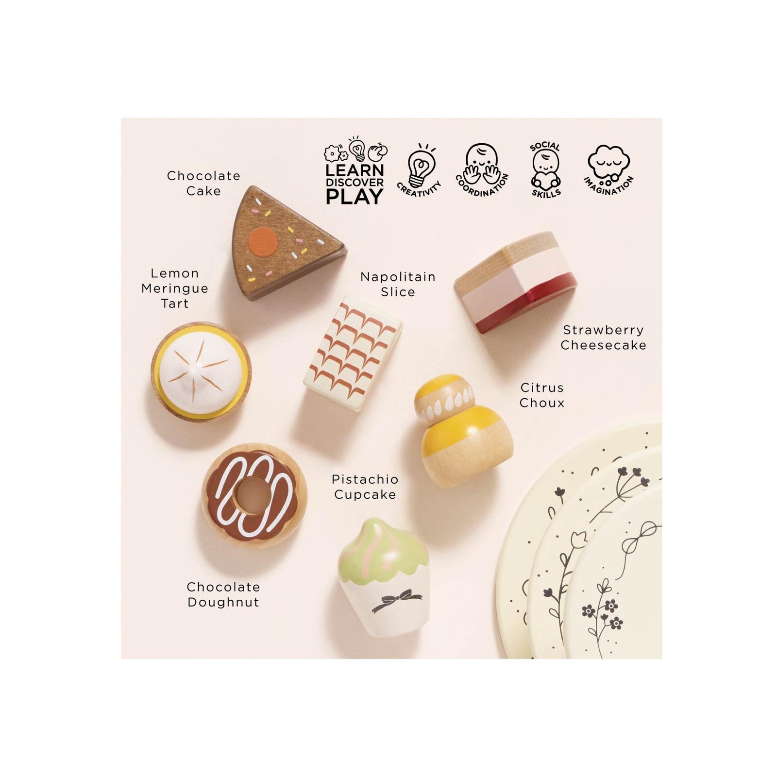 3-Tier Wooden Toy Cake Stand & Treats