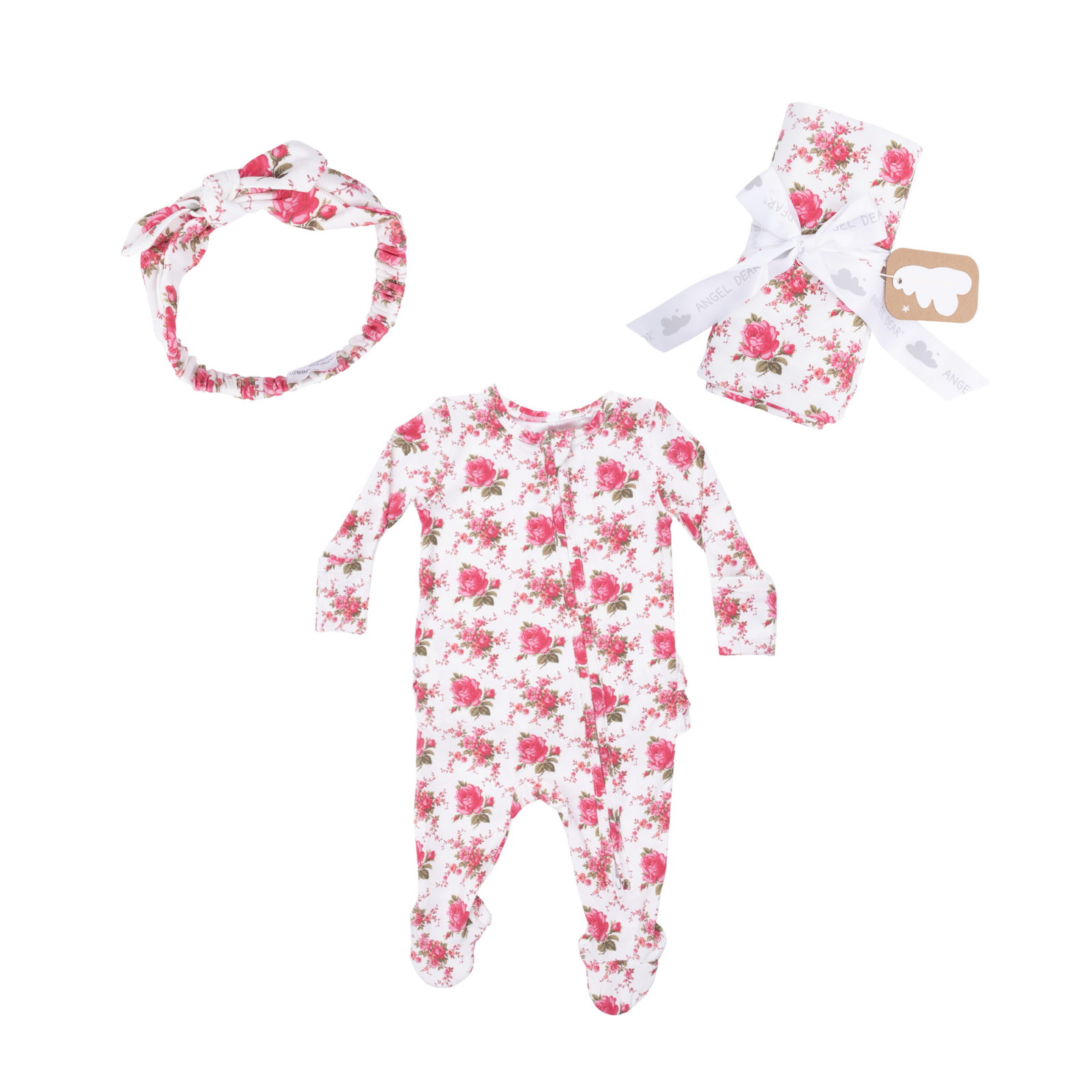 Elegant Roses 2-Way Ruffle Zipper Footie