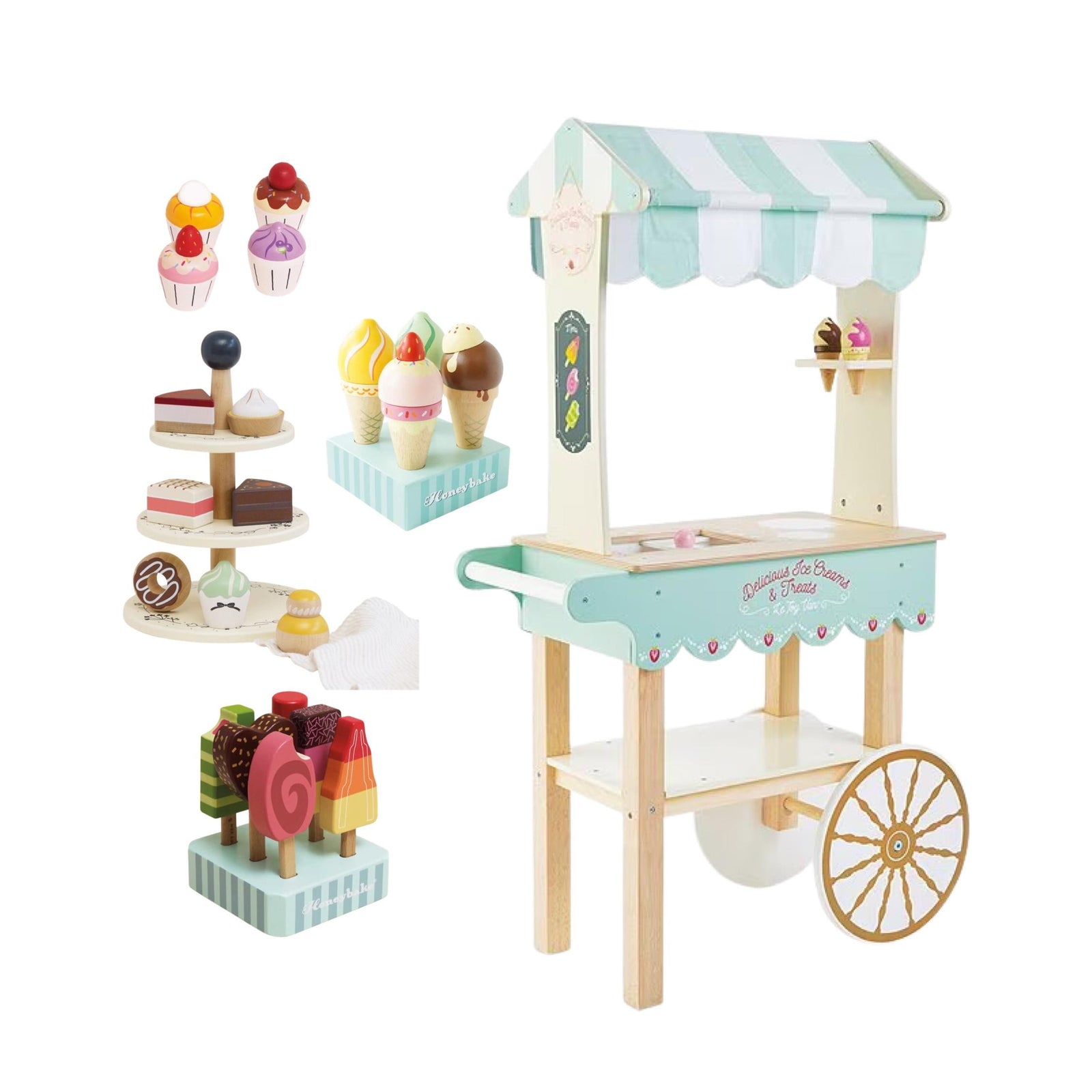 3-Tier Wooden Toy Cake Stand & Treats