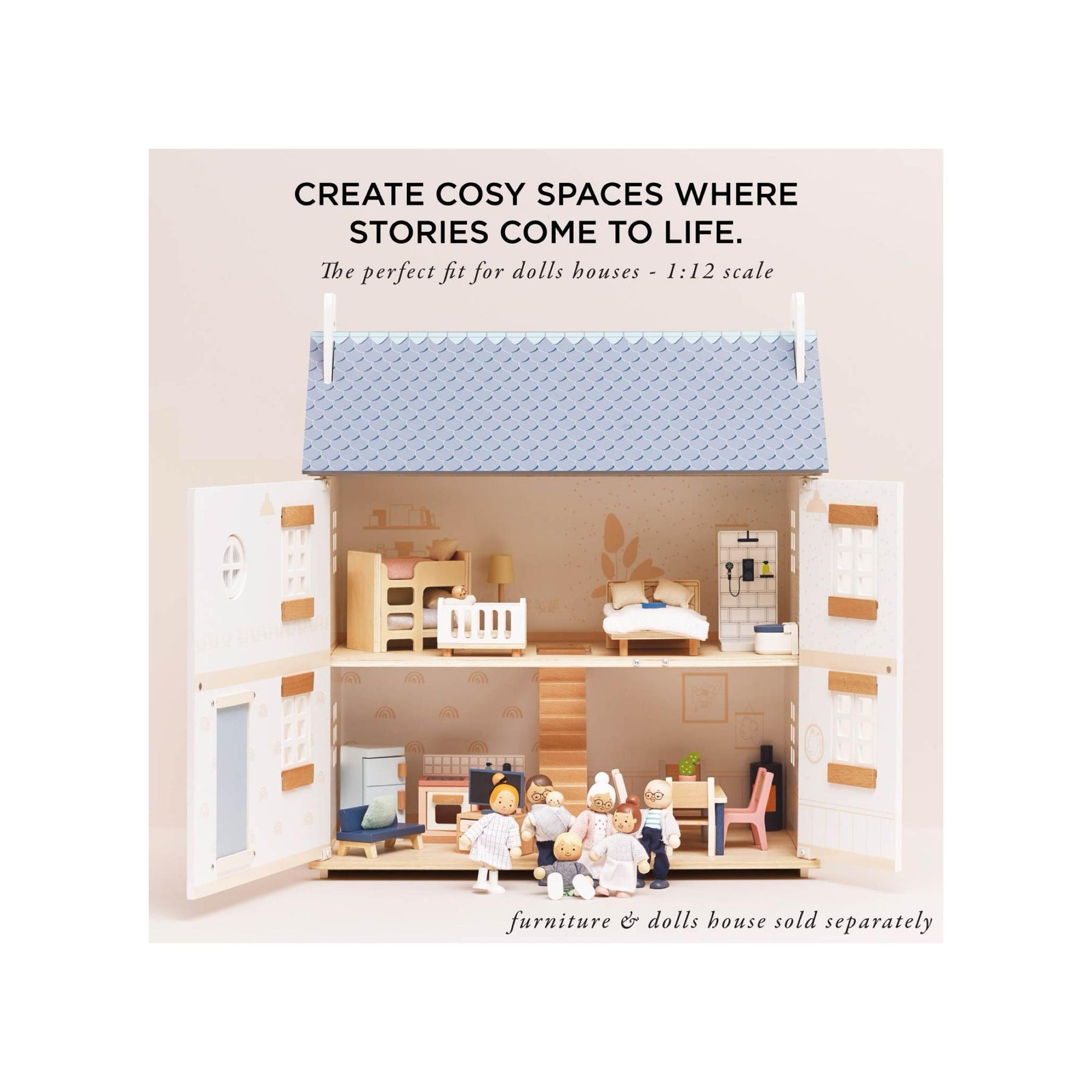 Wooden Doll House Family