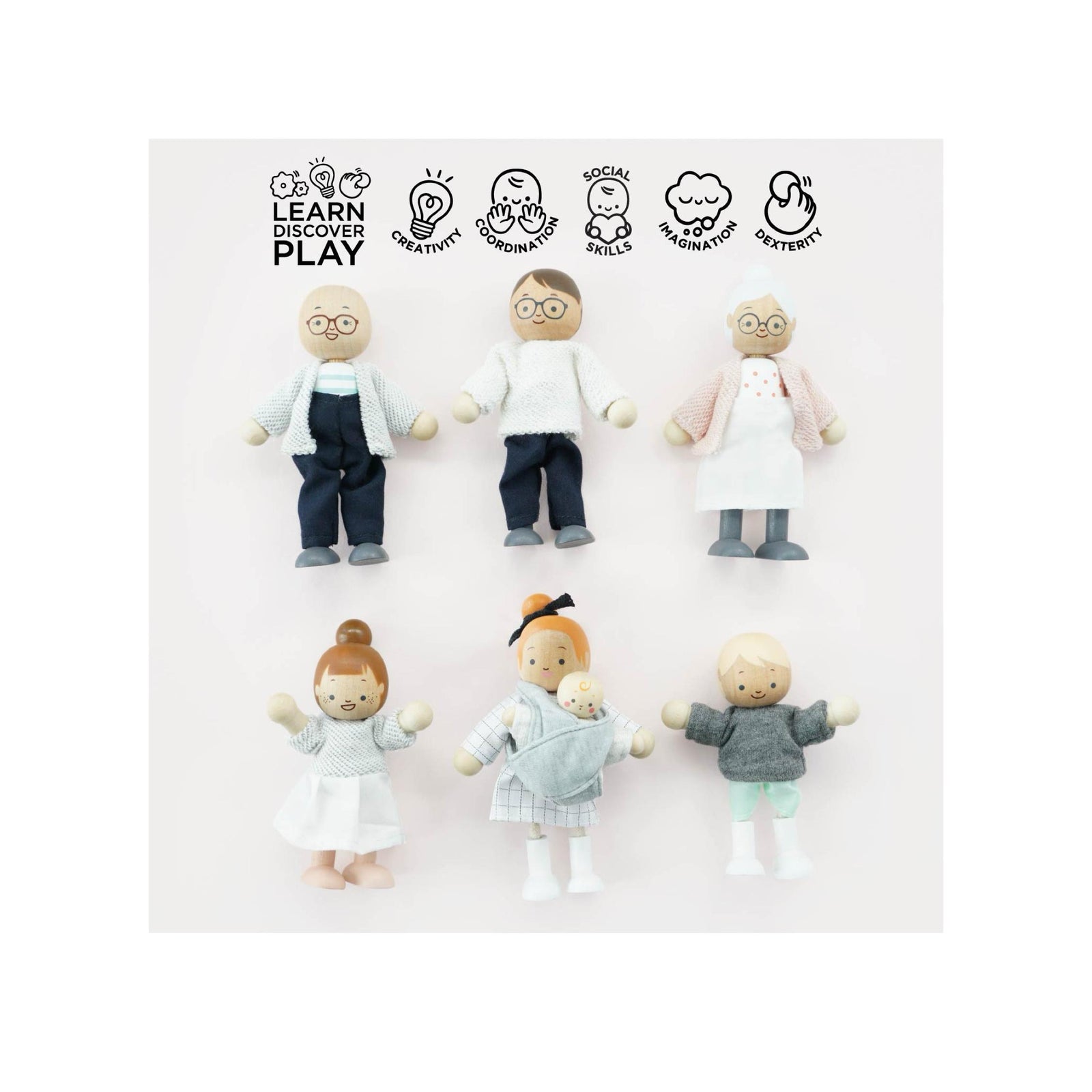 Wooden Doll House Family