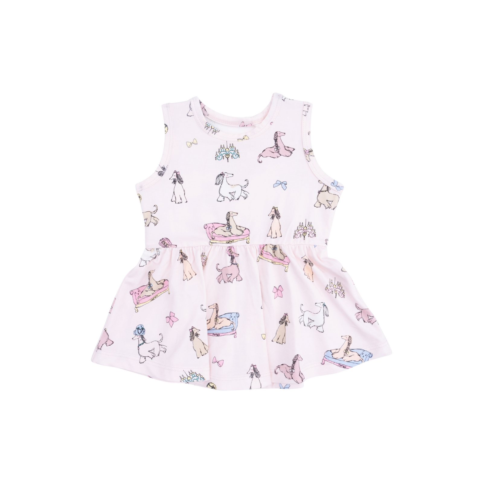 Fancy Hounds With Bows Peplum Tank & Bike Shorts