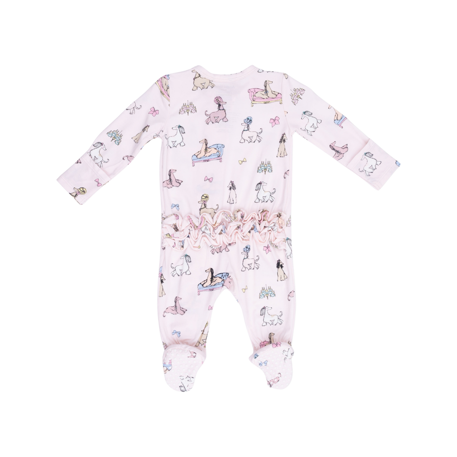 Fancy Hounds With Bows 2-Way Ruffle Zipper Footie