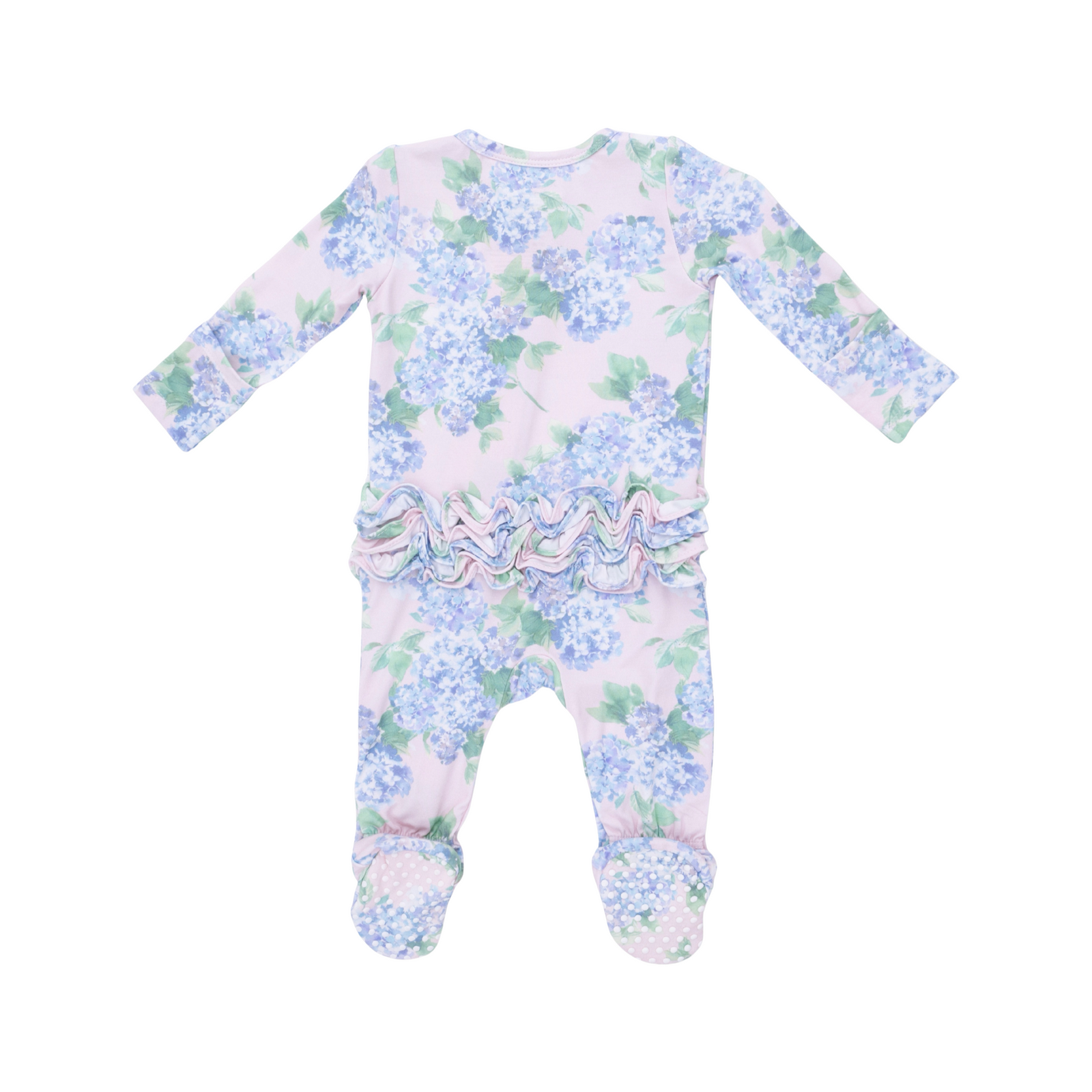 Hydrangeas 2-Way Ruffle Zipper Footie