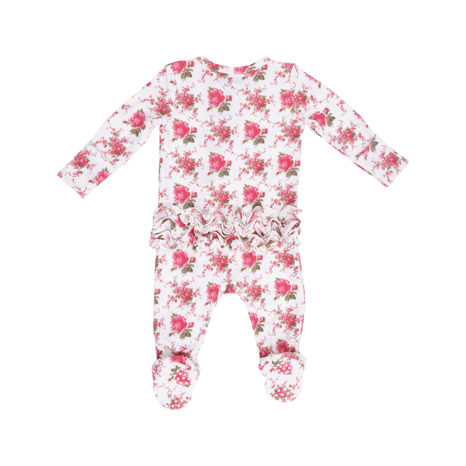 Elegant Roses 2-Way Ruffle Zipper Footie