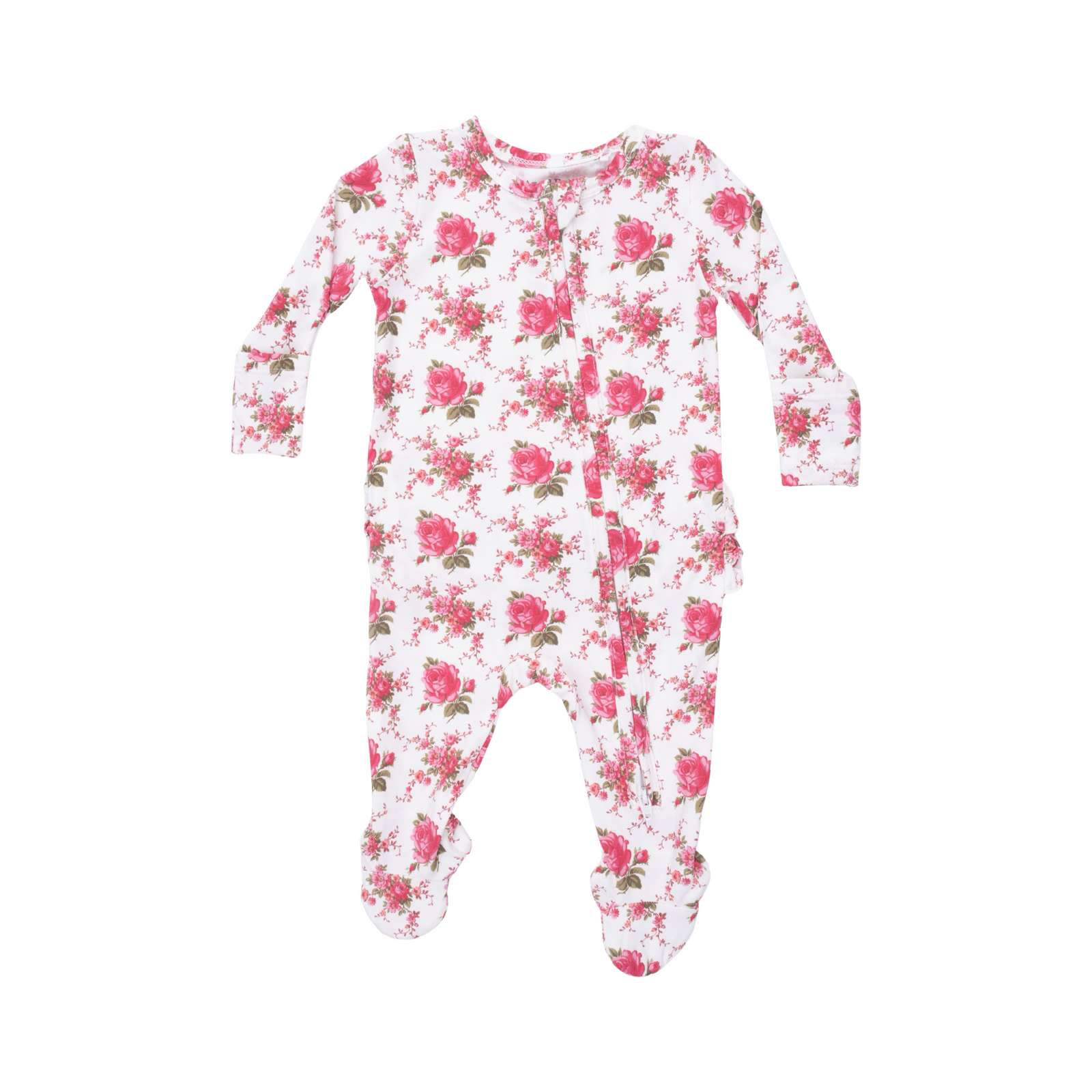Elegant Roses 2-Way Ruffle Zipper Footie