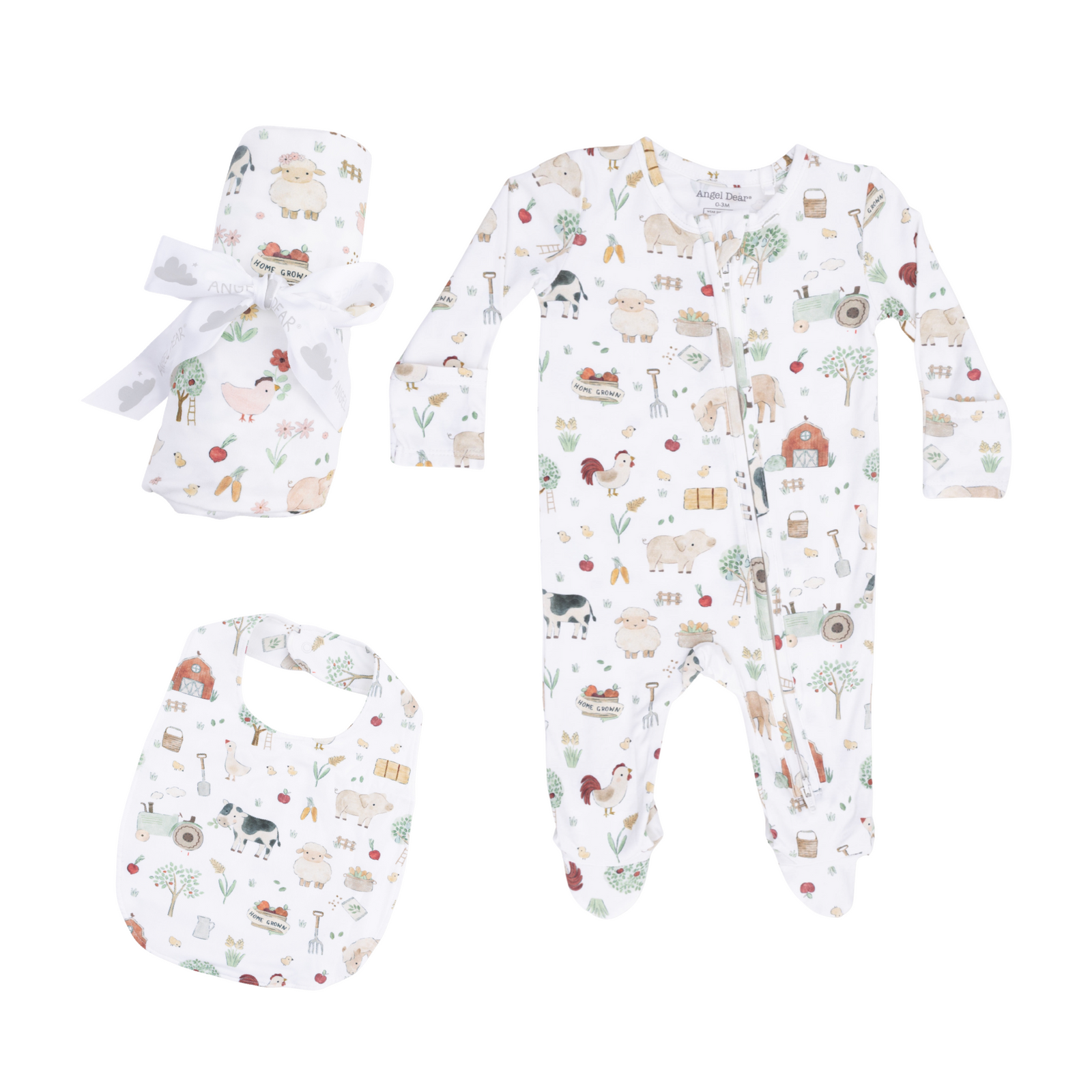 Cute Farm Animals 2-Way Zipper Footie Neutral