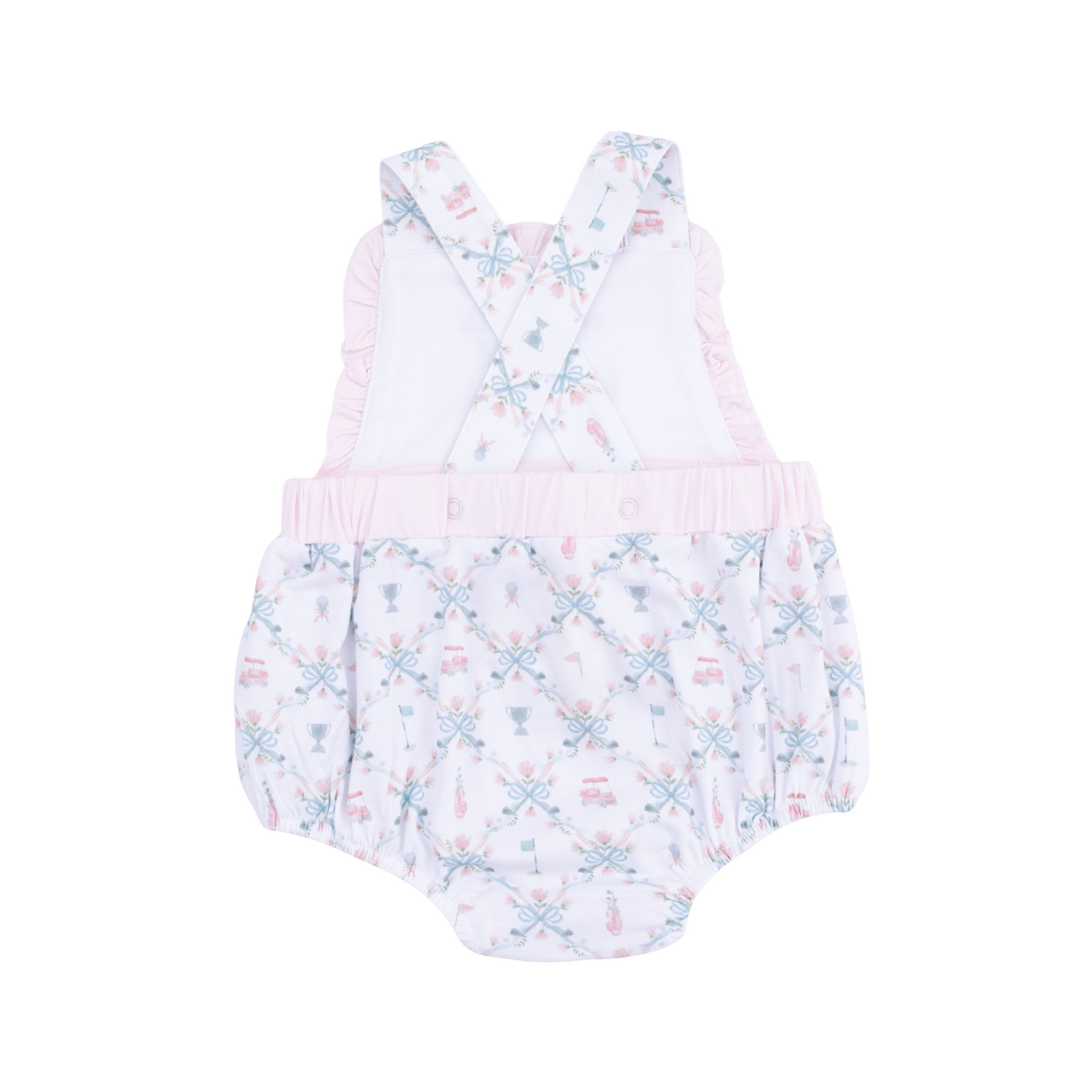 Golf Trellis Pink Ruffle Bubble Romper