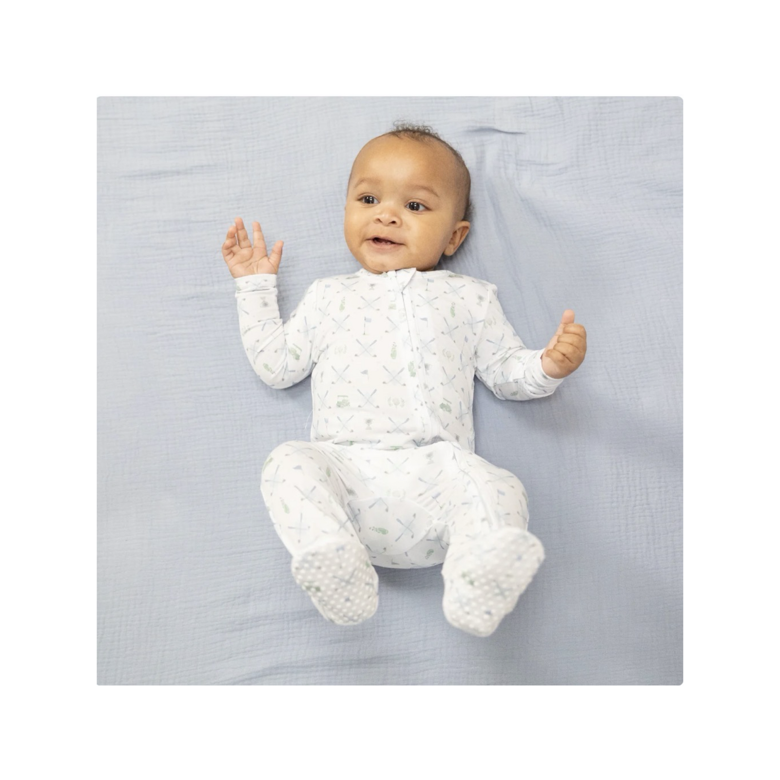 Golf Trellis Blue 2-Way Zipper Footie