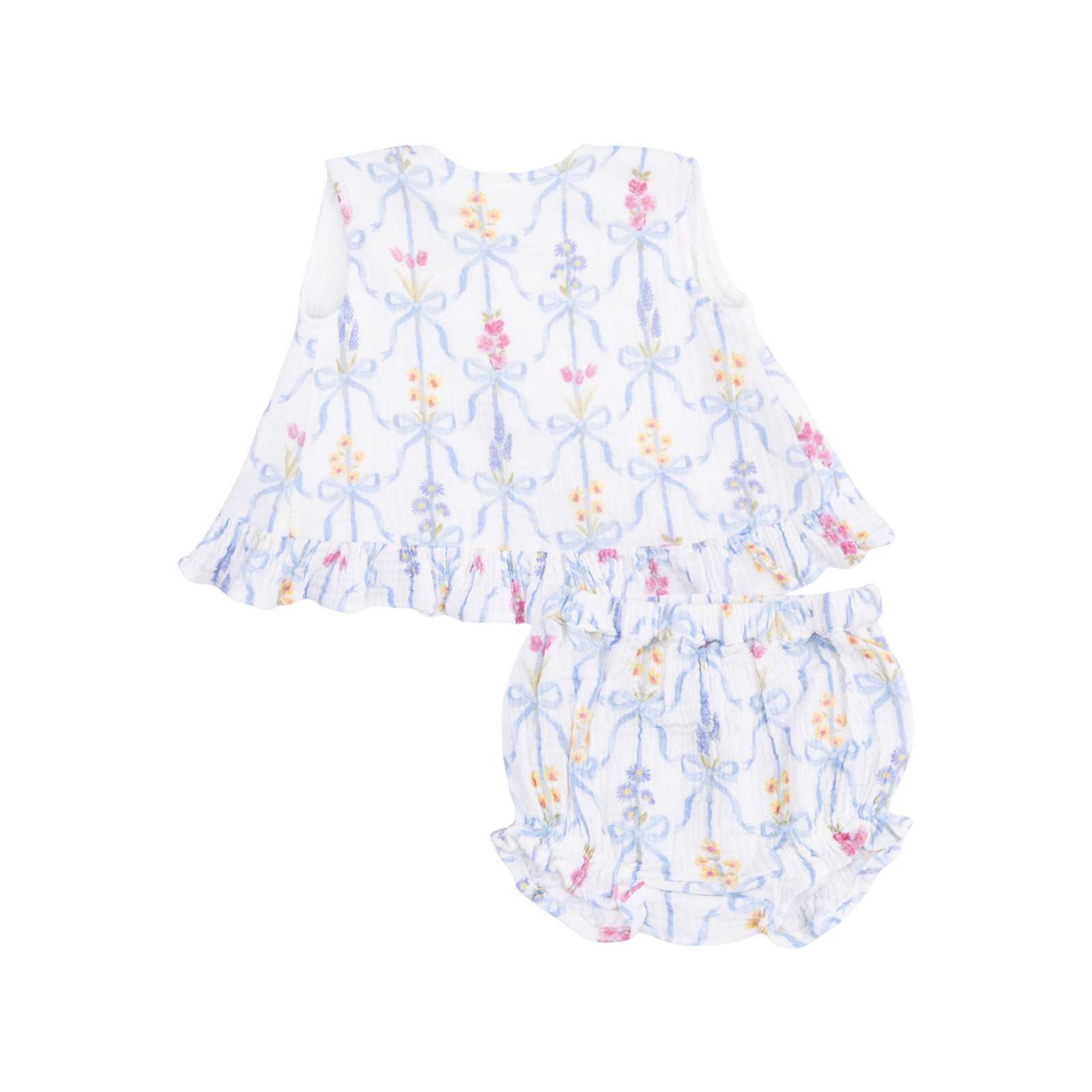 Ribbon Bouquet Ruffle Back Top and Bloomer