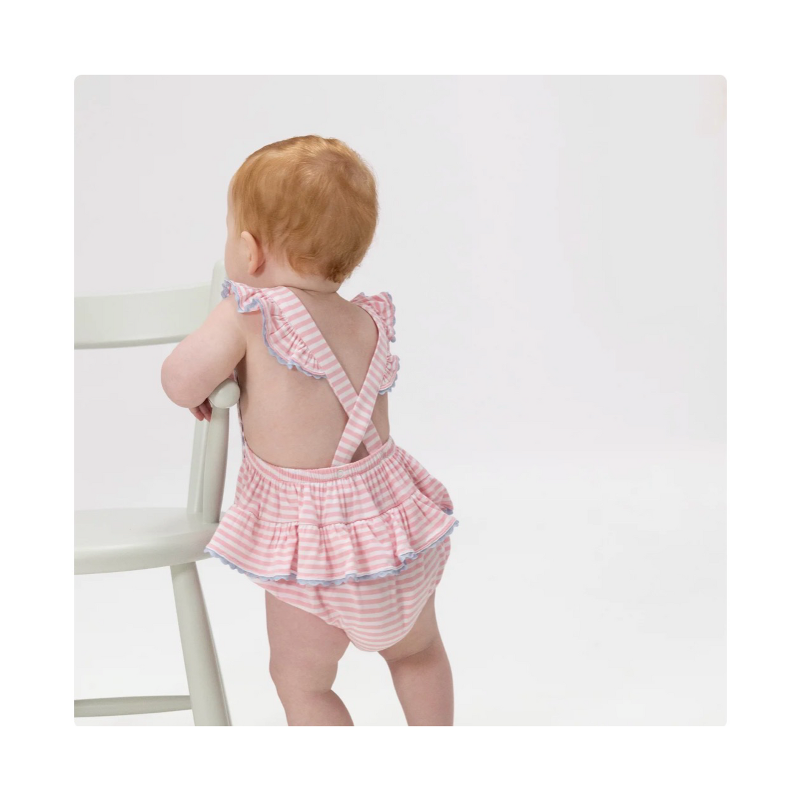 Cherry Stripe Ric Rac Ruffle Sunsuit