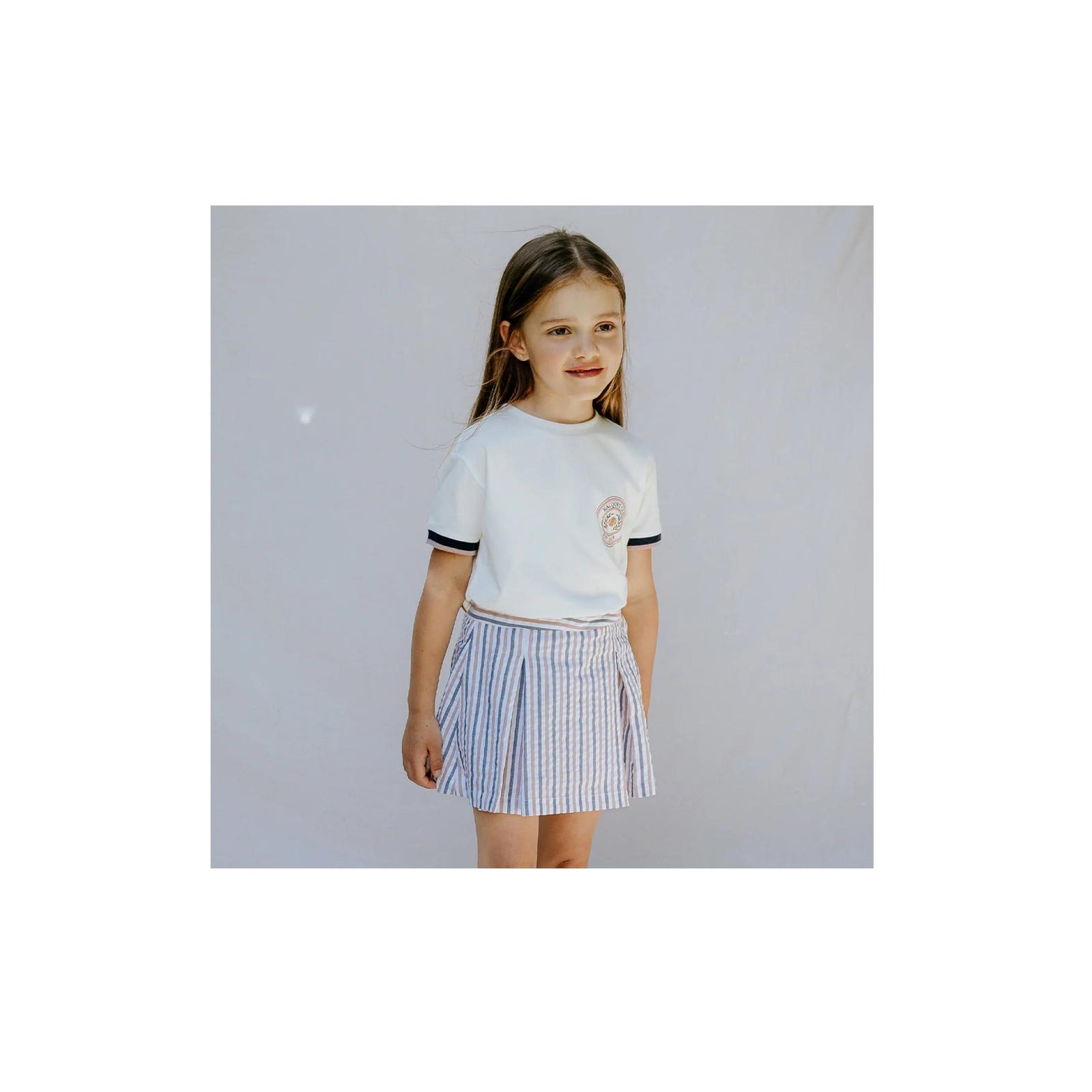 Rosewood & Navy Seersucker Skort