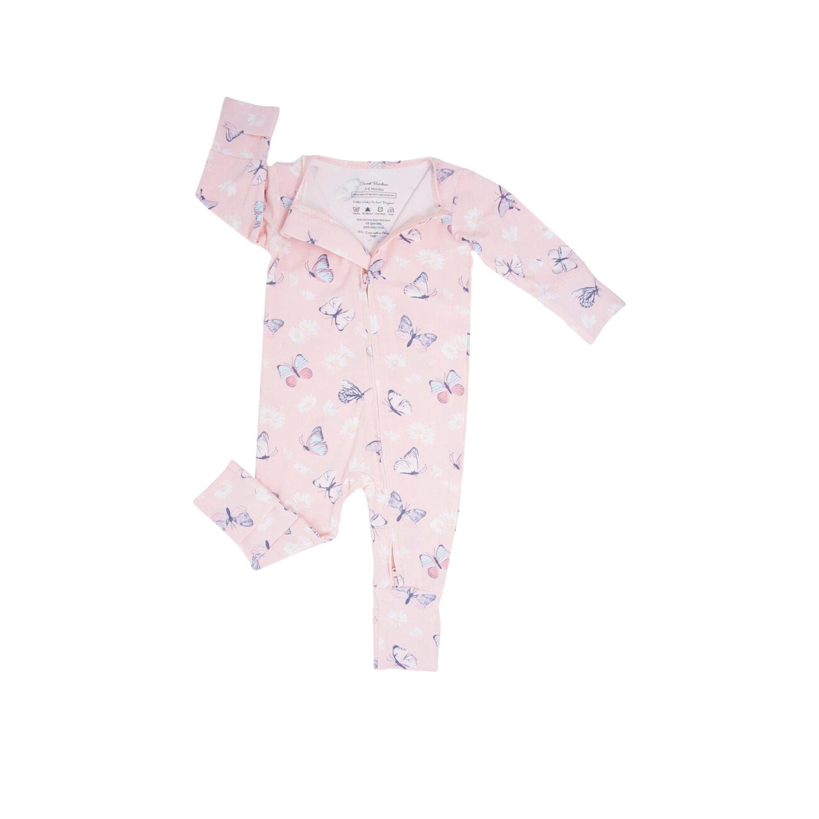Butterfly Daisy Pink 2-Way Zipper Convertible Romper