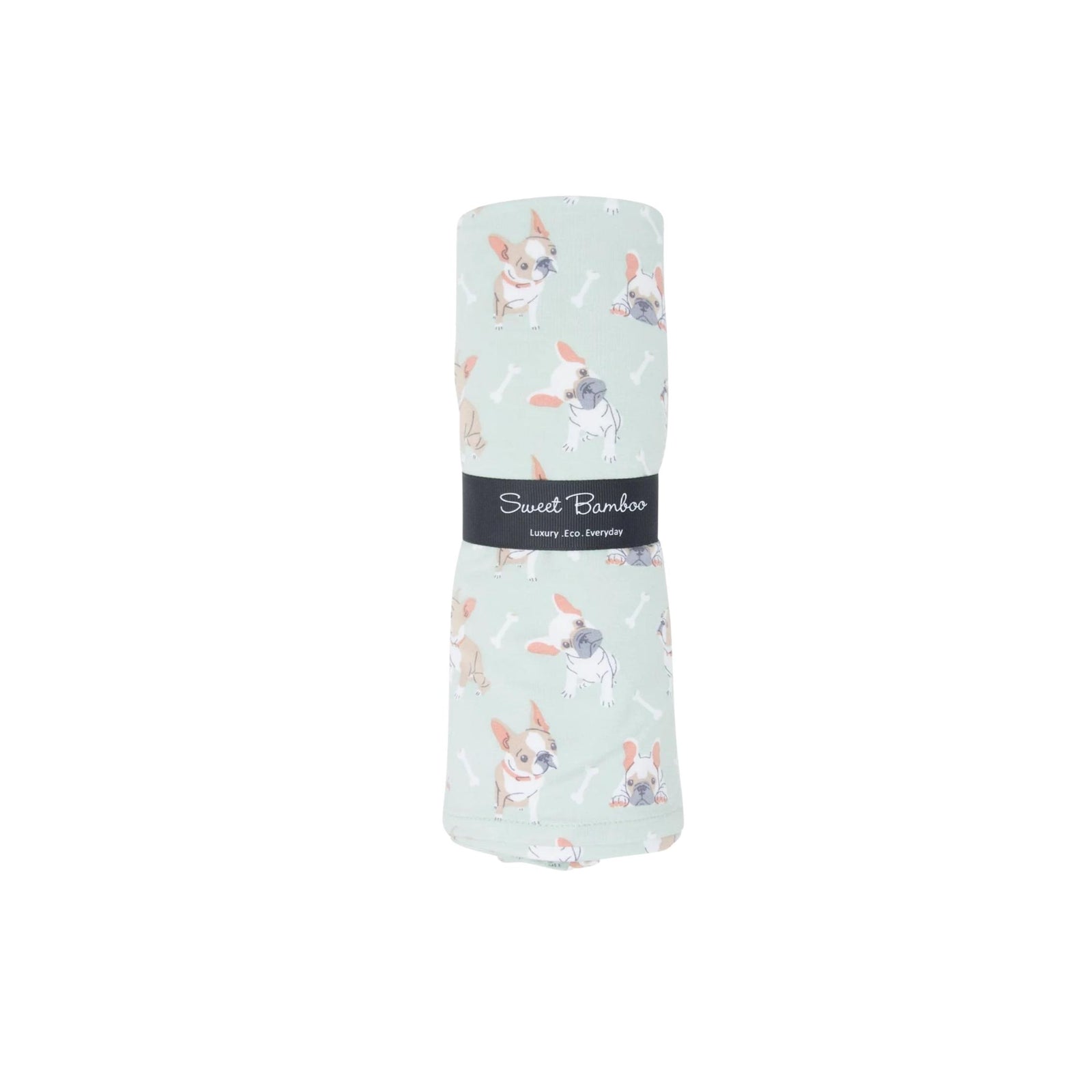 Frenchie Puppy Mint Swaddle