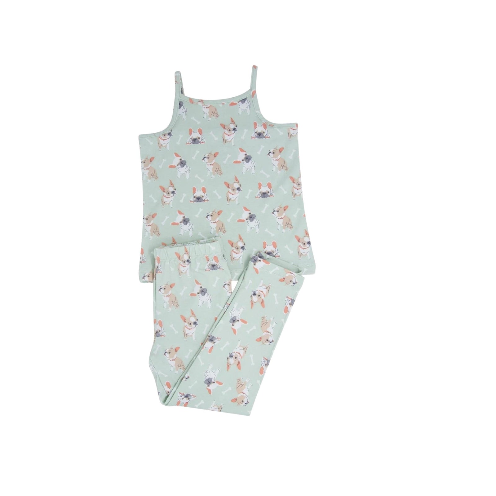 Frenchie Puppy Mint Tank Pajama Set