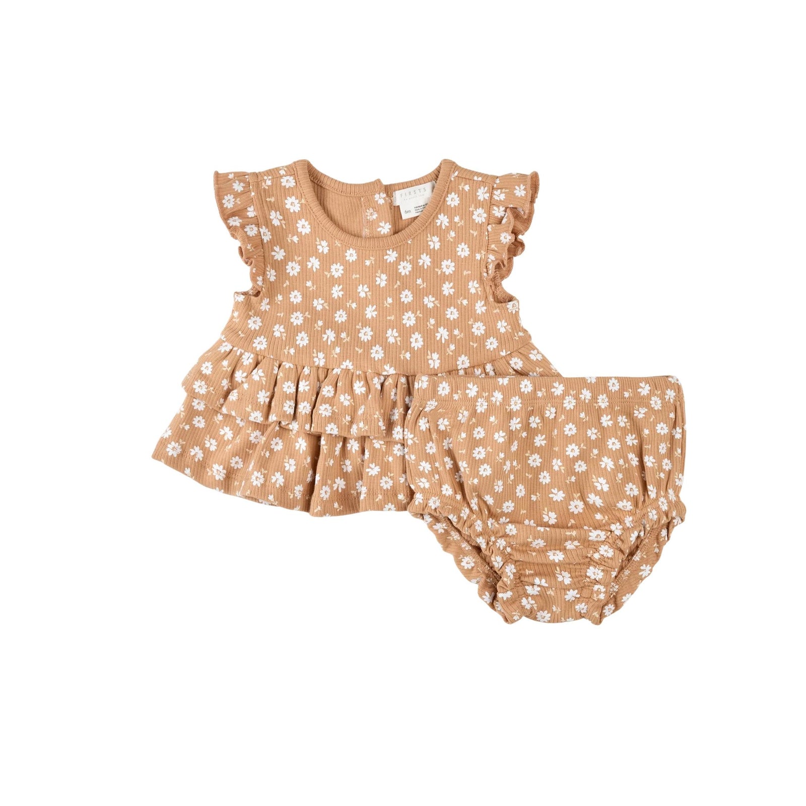 Daisy Print Baby Girl Frilly Top with Bloomer Set