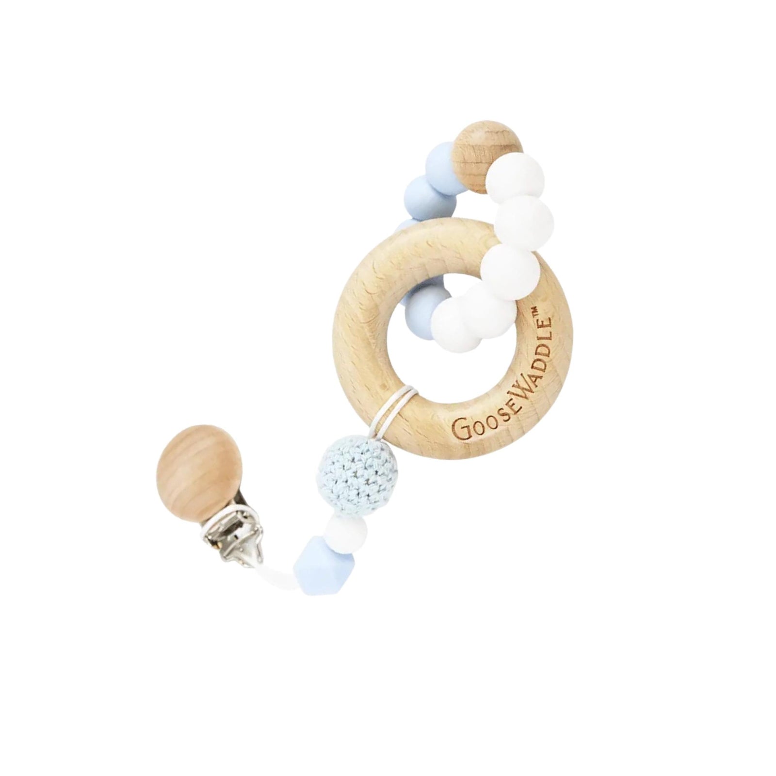 Wooden + Silicone Teether With Clip