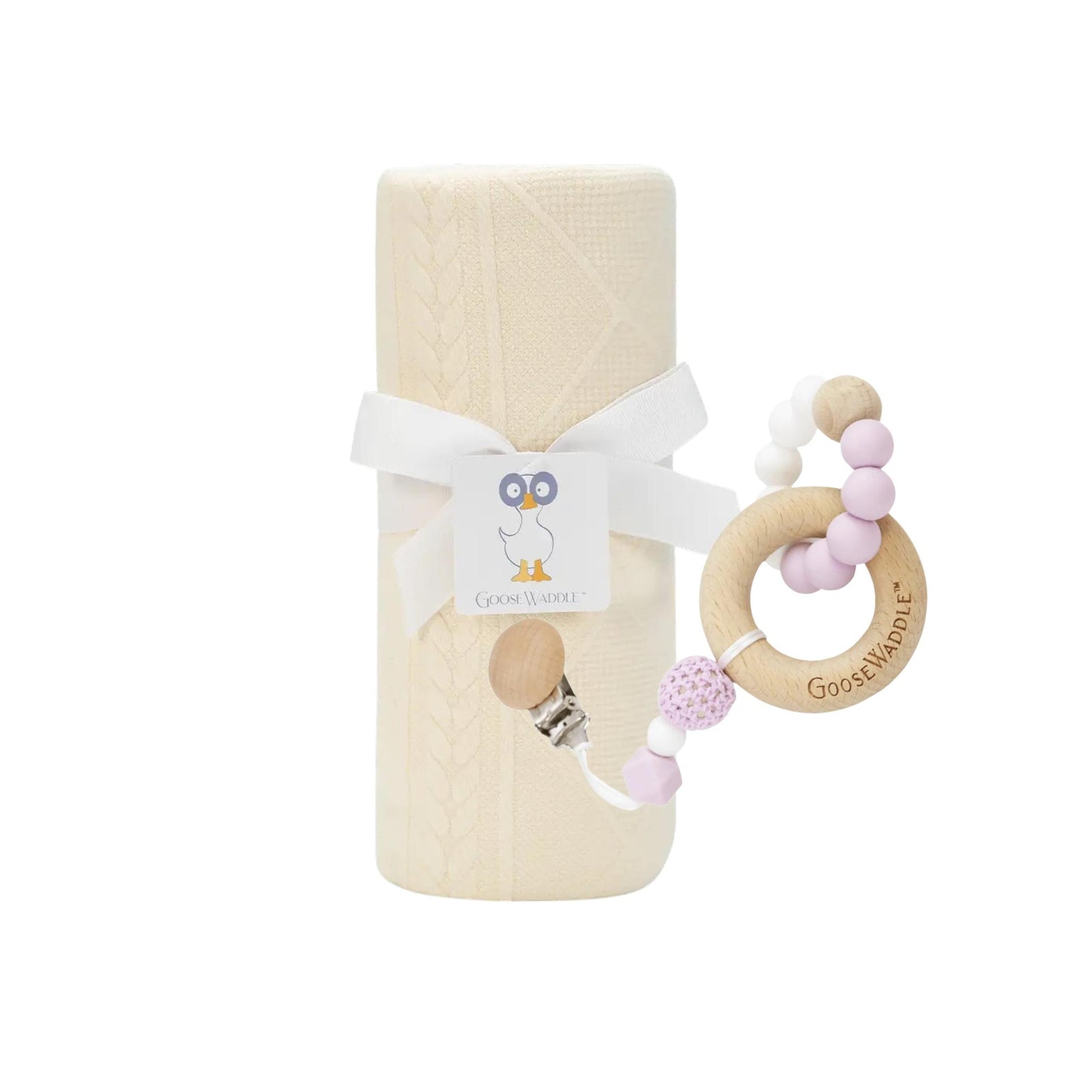 Wooden + Silicone Teether With Clip