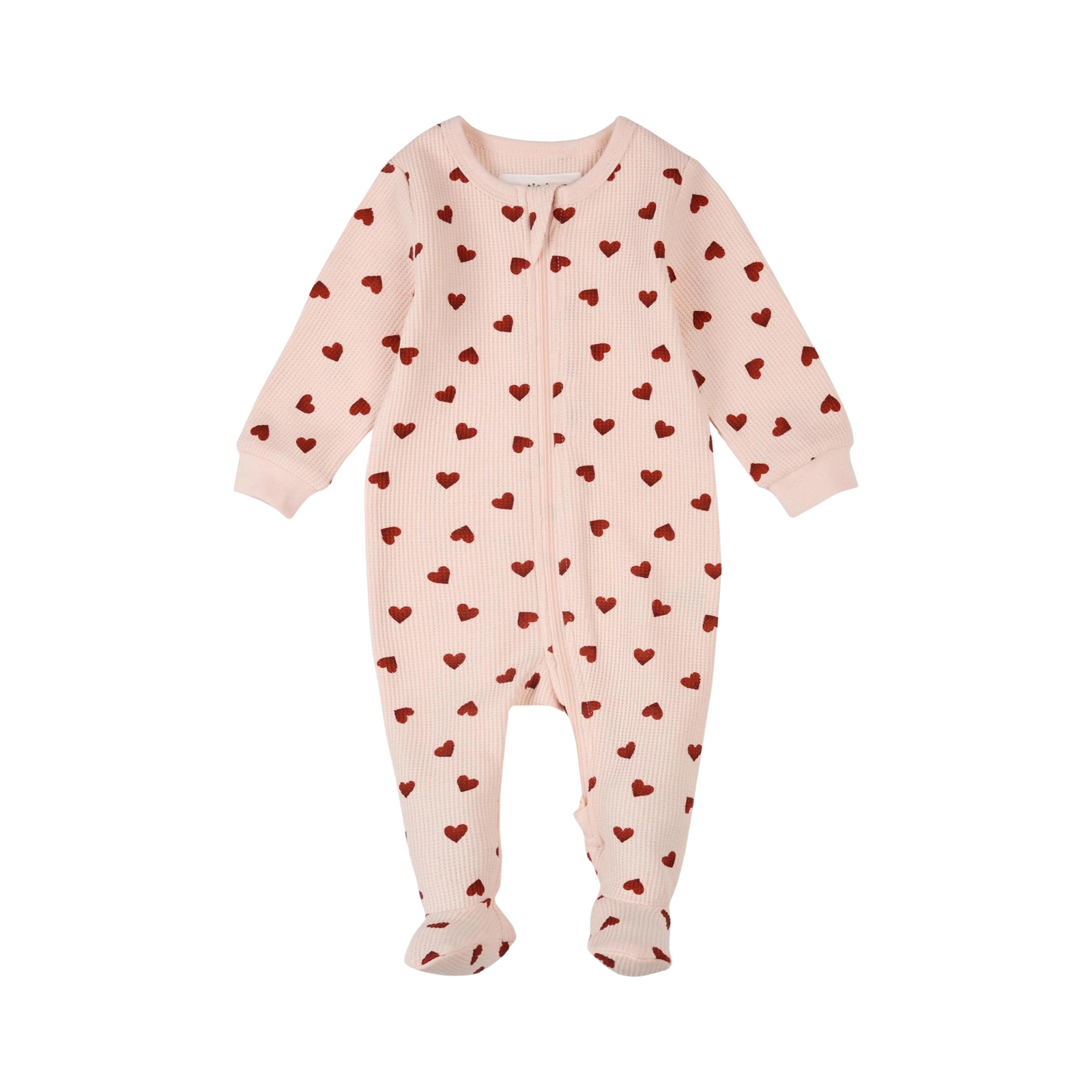 Pink Hearts On Waffle Footie