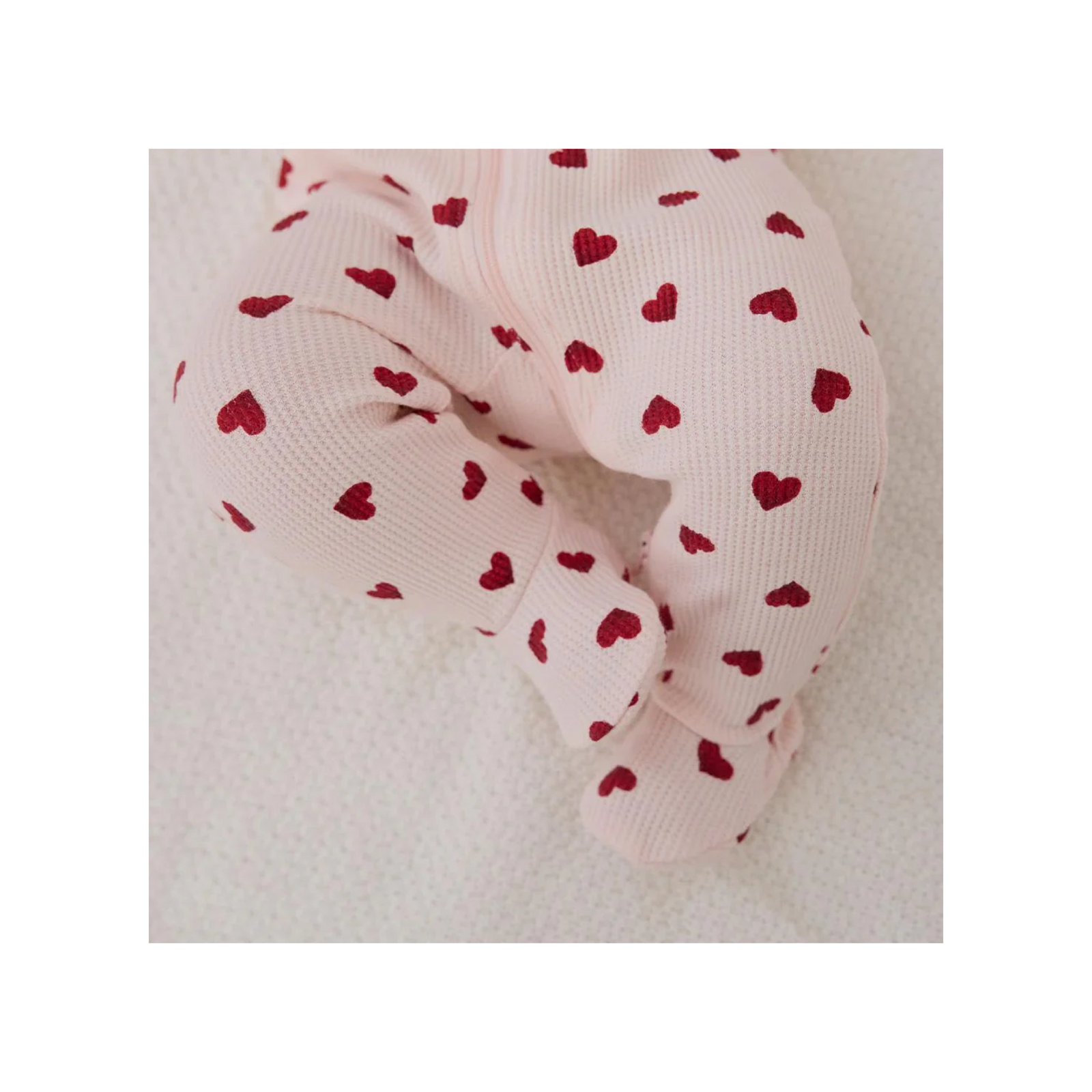 Pink Hearts On Waffle Footie