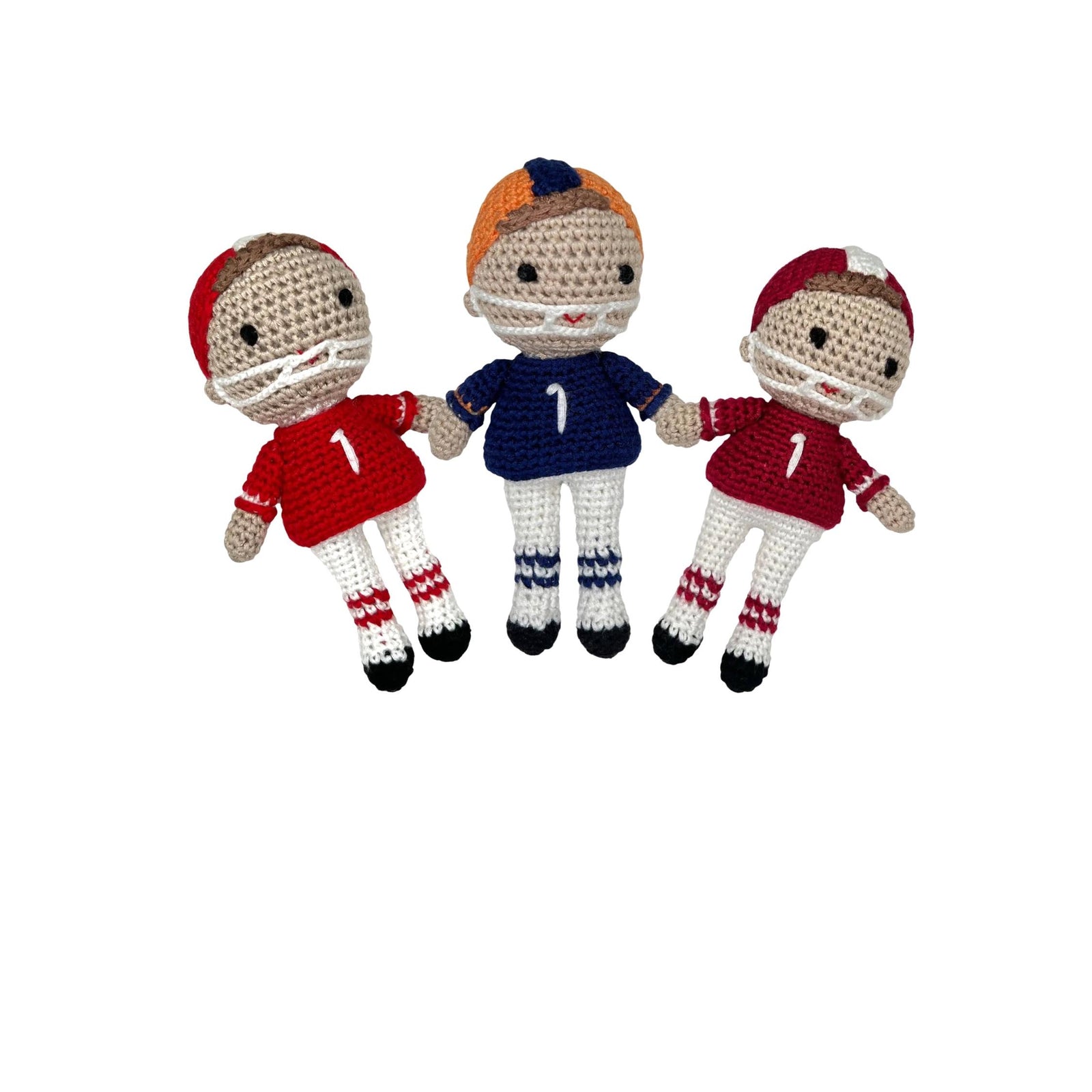 Crochet Football Player Bamboo Rattle