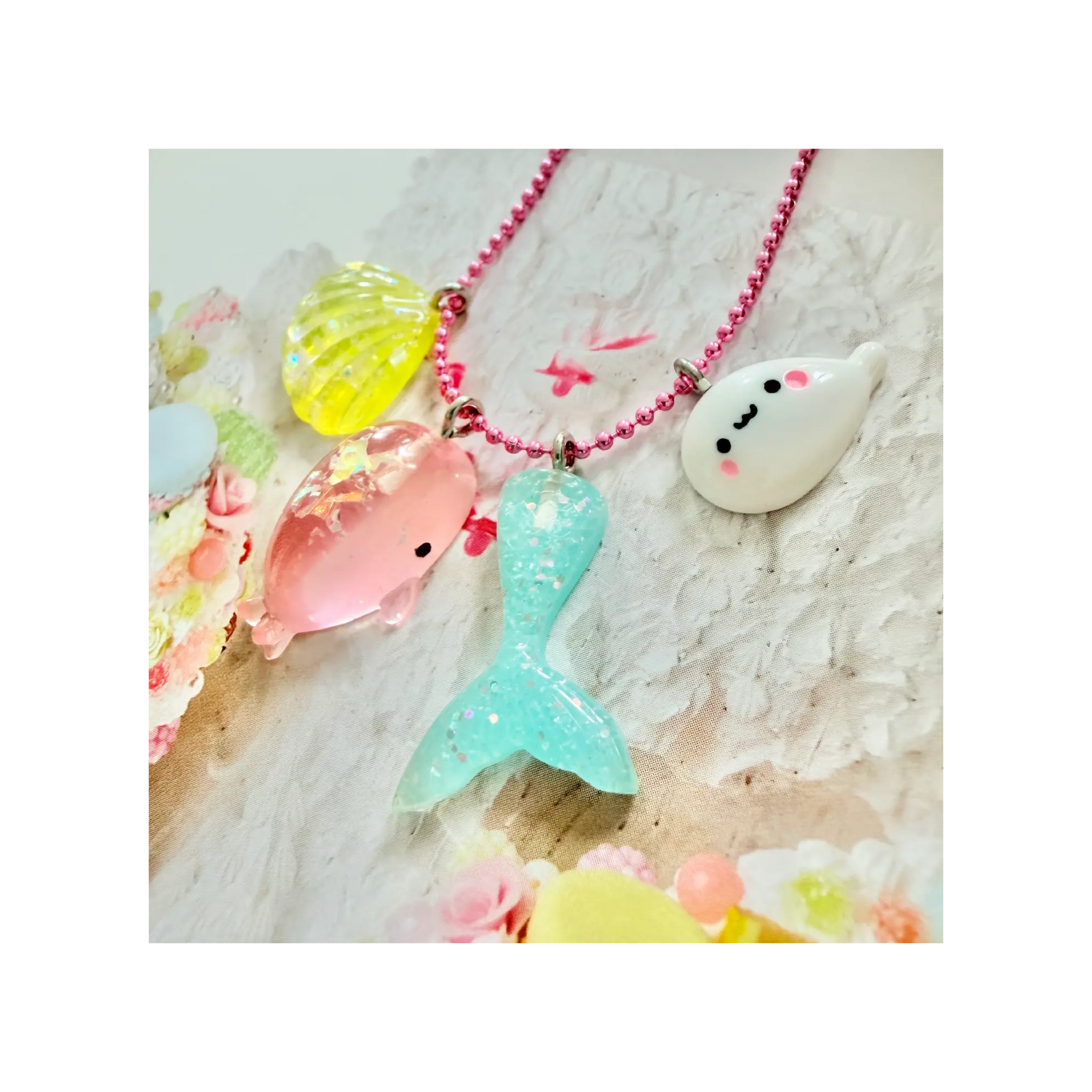 Ocean Kawaii Charm Cluster Necklace