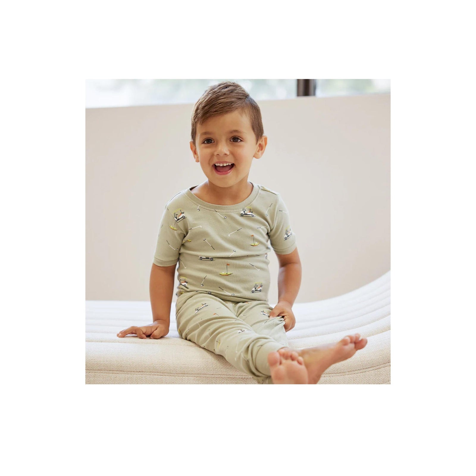 Seagrass Green Golf Print Short Sleeve Pajama Set