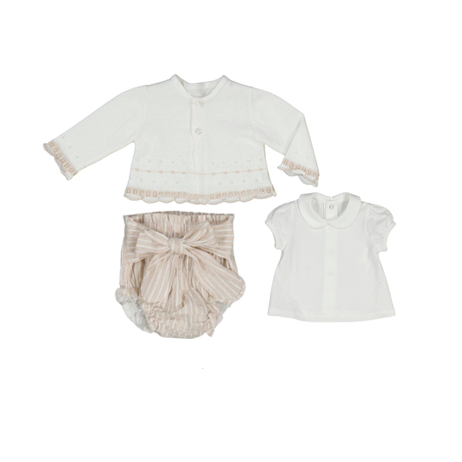 Newborn Girl 3-Piece Cardigan and Bloomer Set