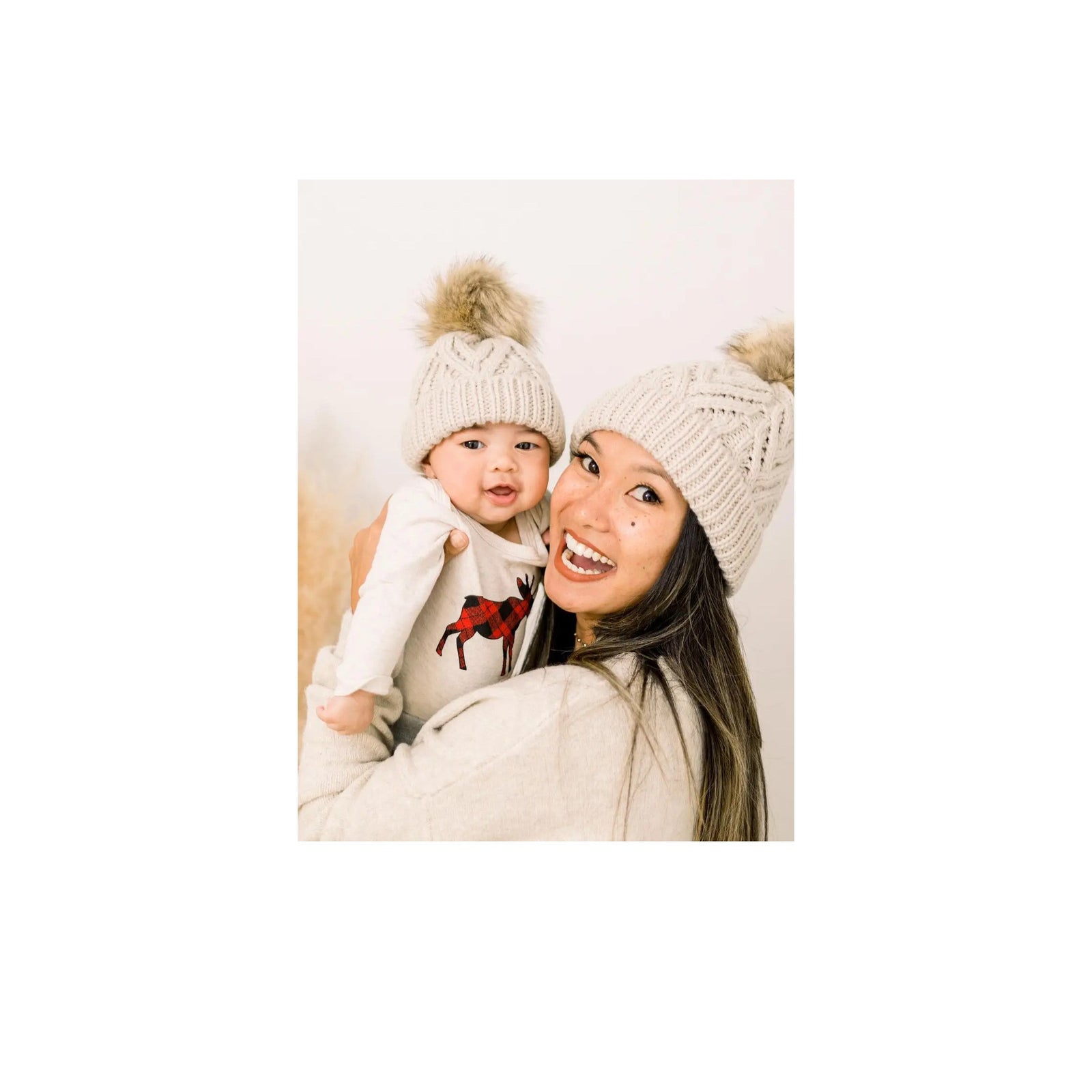Oatmeal Pom Pom Beanie Hat