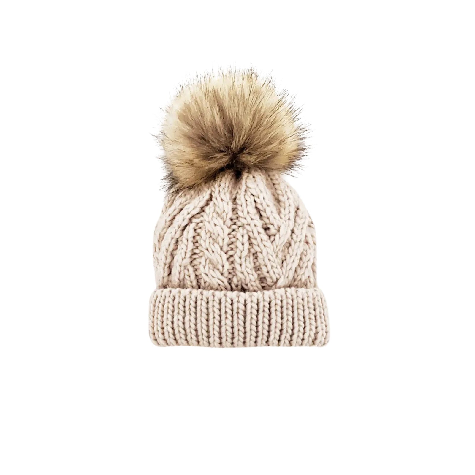 Oatmeal Pom Pom Beanie Hat