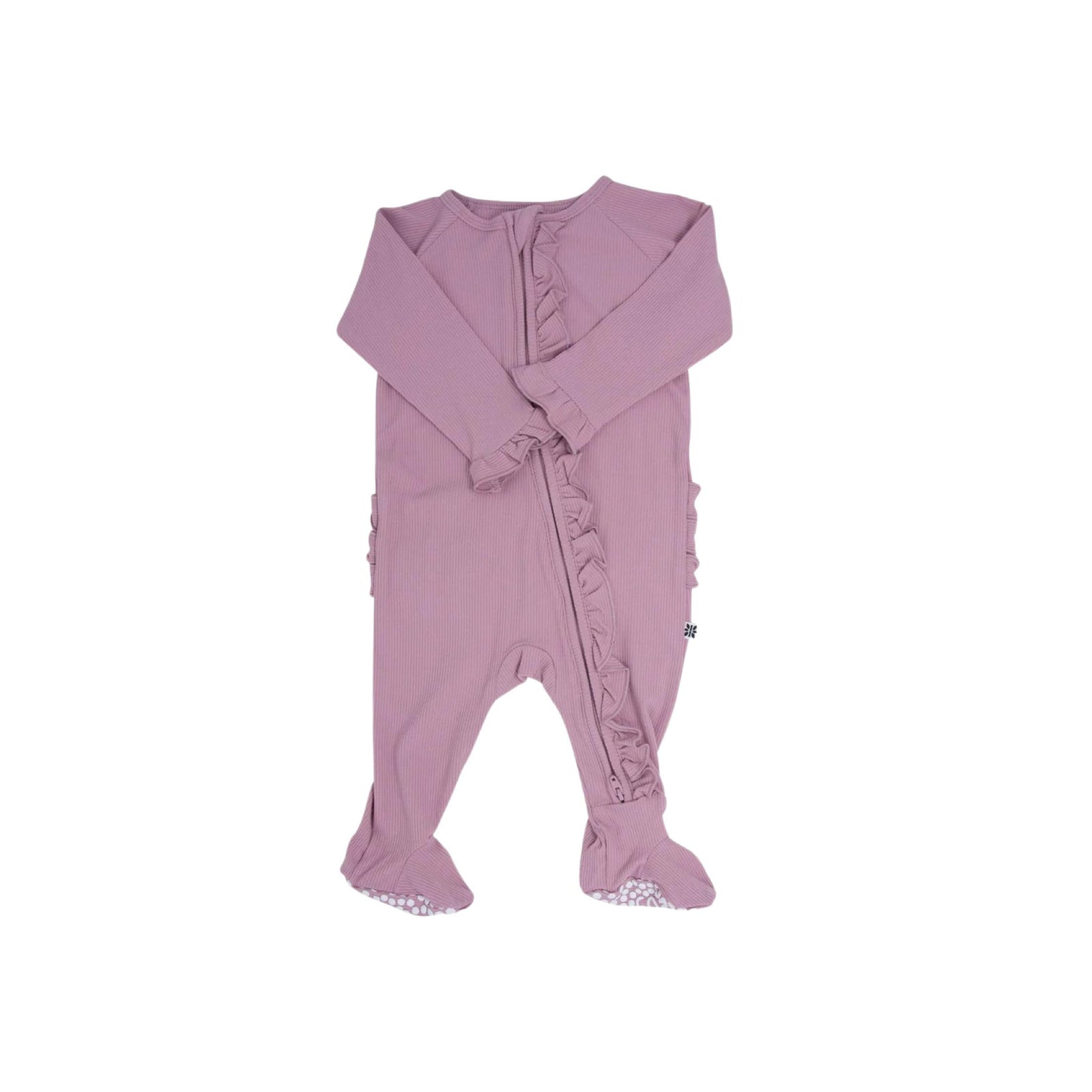 Petunia Pink Ribbed Ruffle Footie