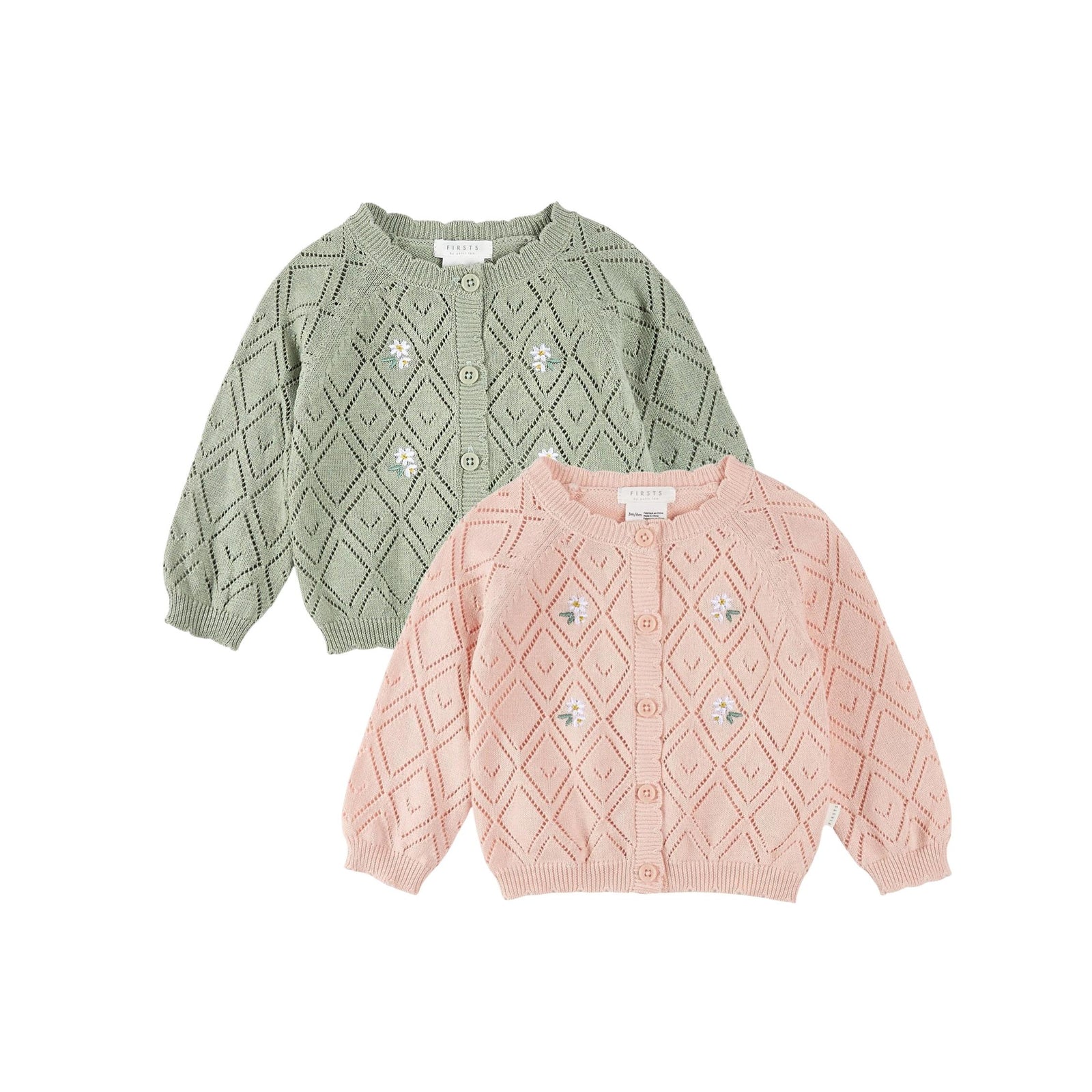 Pointelle Knit Embroidered Cardigans