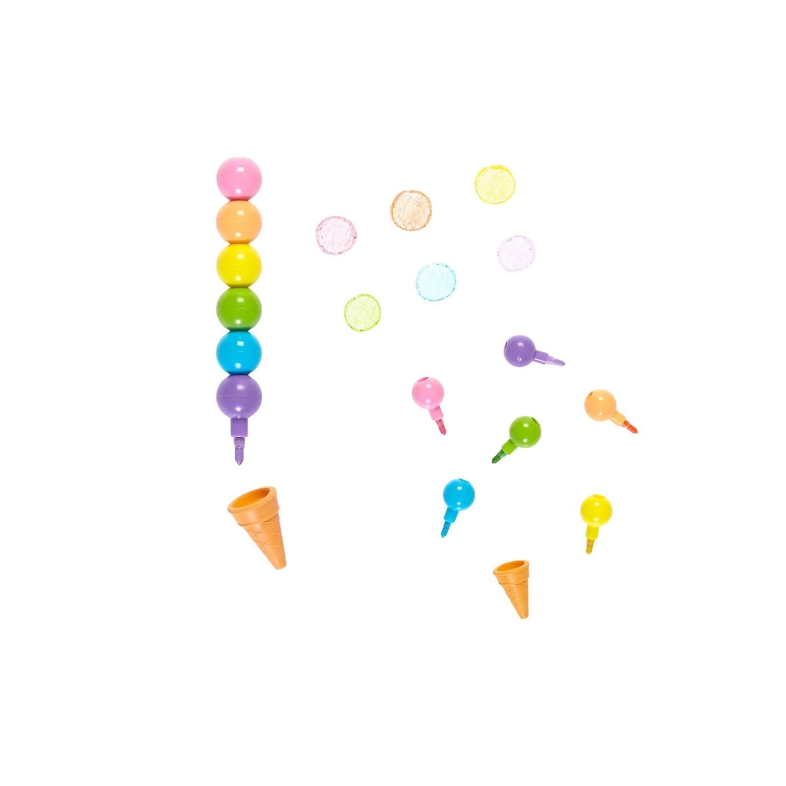 Rainbow Scoops Vanilla Scented Stacking Erasable Crayons
