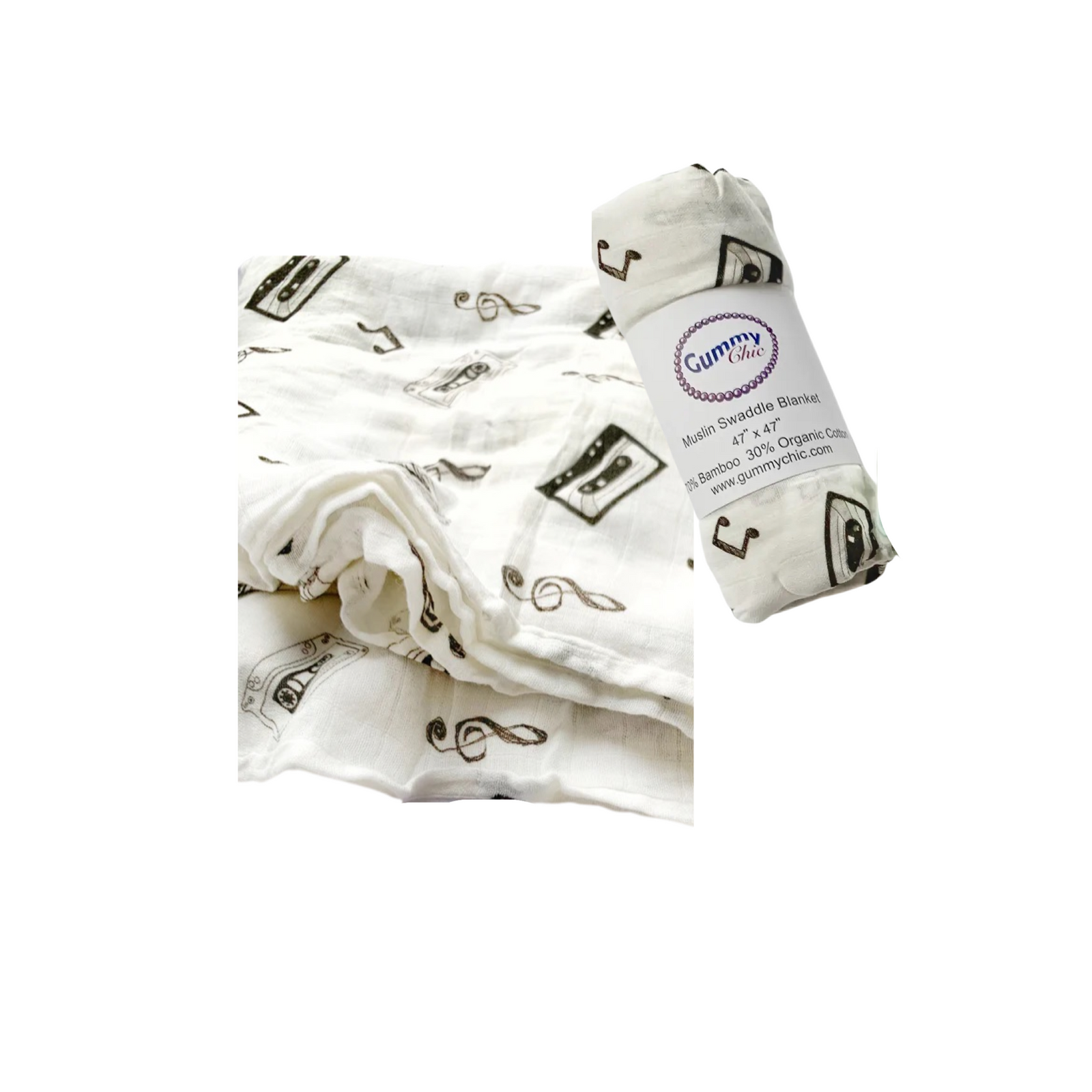 Retro Cassette Tape Organic Swaddle
