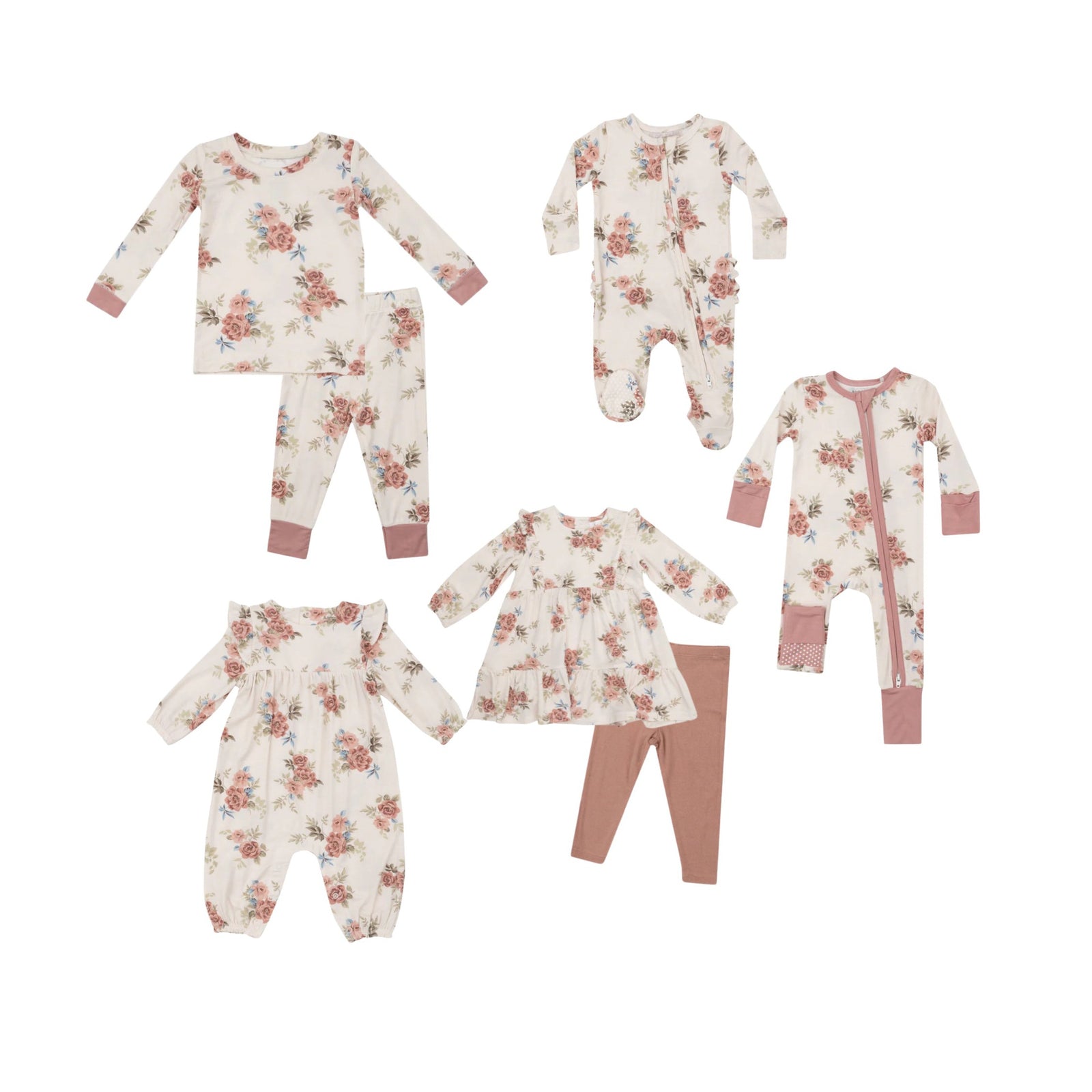 Romantic Roses 2-Way Ruffle Zipper Footie