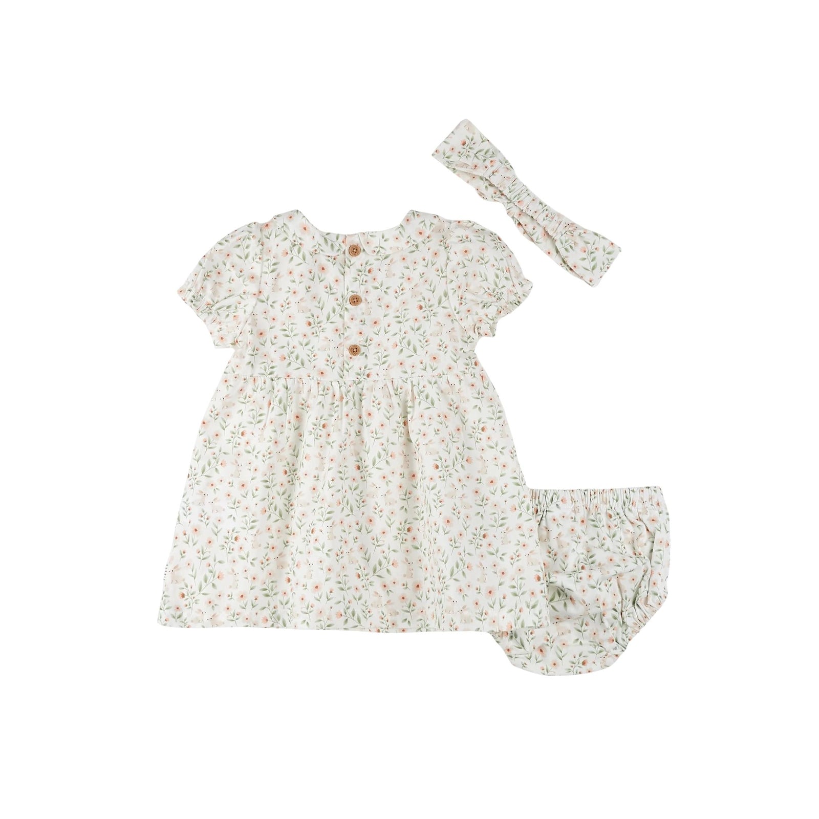 Spring Bunnies Poplin Dress Set - 3-piece