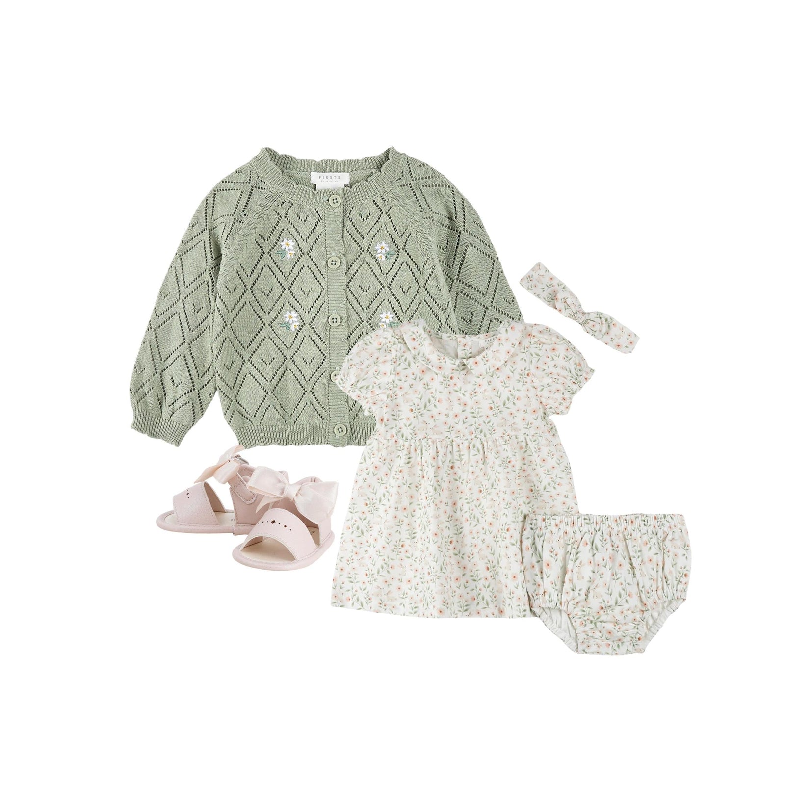 Spring Bunnies Poplin Dress Set - 3-piece